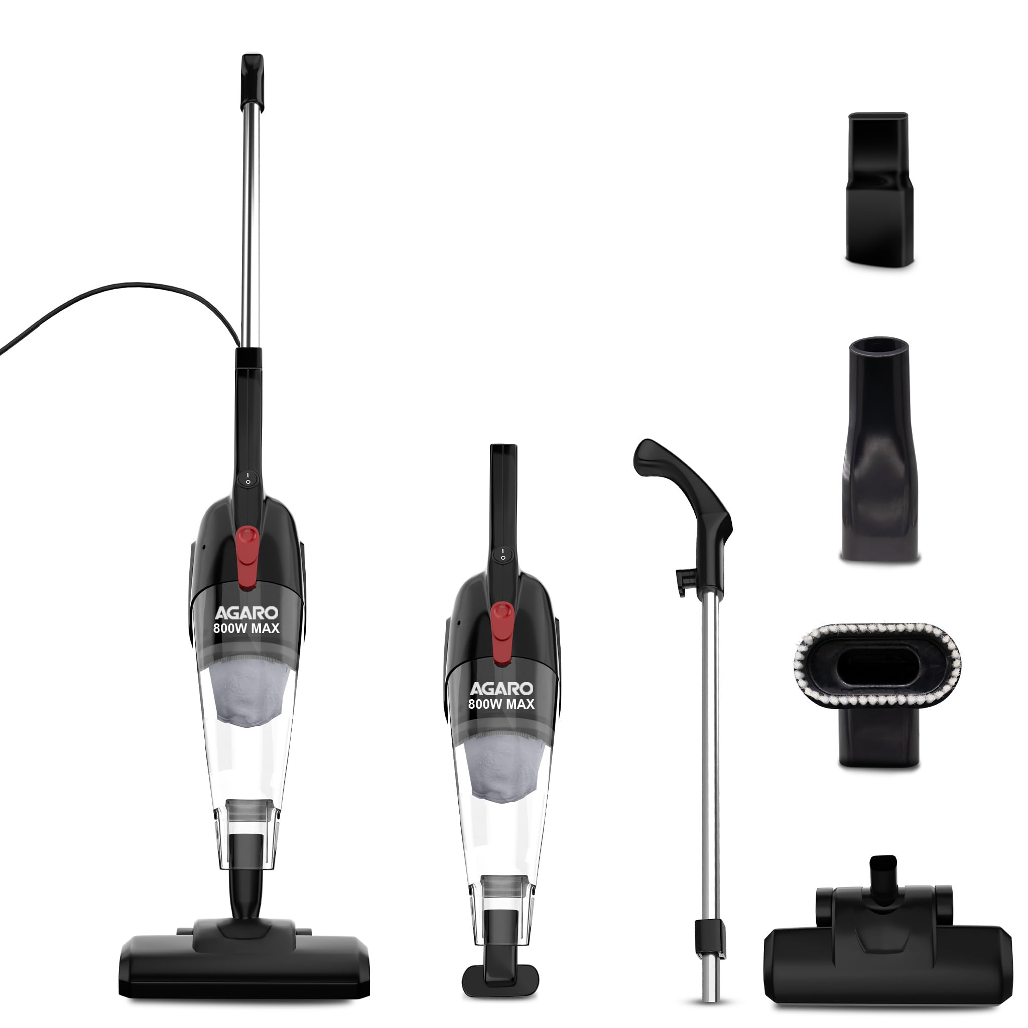 Agaro Regal Plus Upright Vacuum Cleaner, 2-In-1, Handheld & Stick, Dry Vacuuming, For Home Use, 800 Watts, 6.5 Kpa Suction Power
