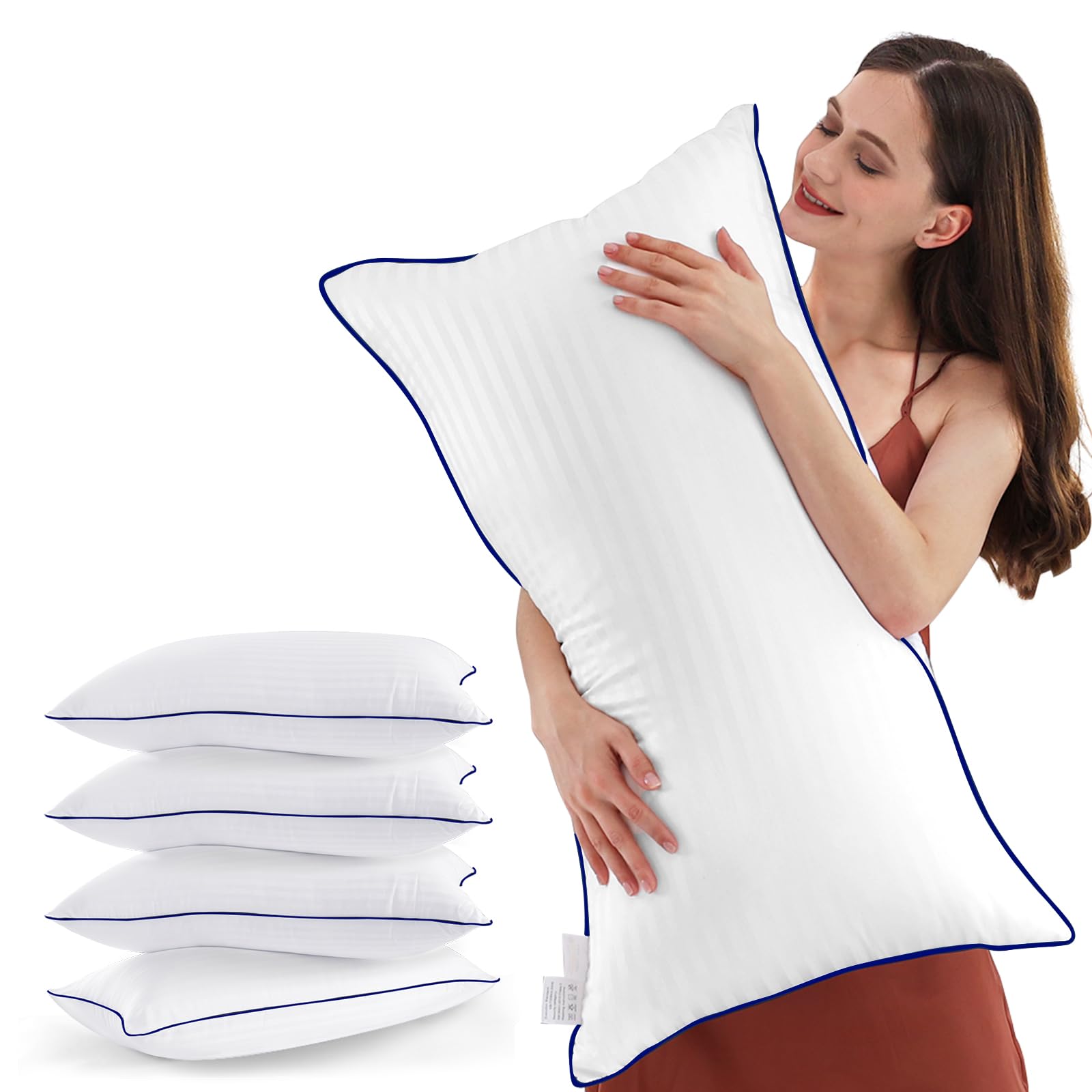 Semzsom Bed Pillows For Sleeping Queen Size Set Of 4