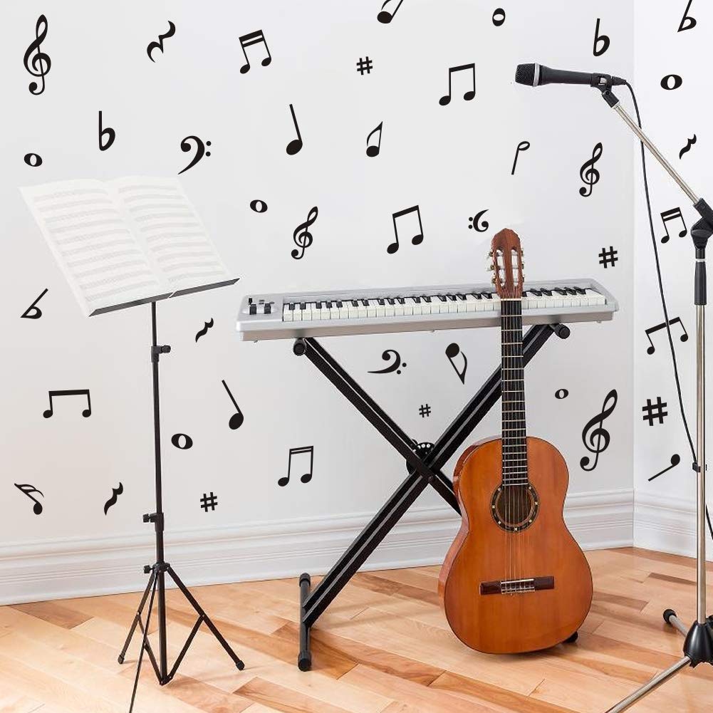 Arttop Musical Note Wall Decals,Creative Music Notes Removable Vinyl Wall Stickers For Classroom Kids Room Music Studio Decorati
