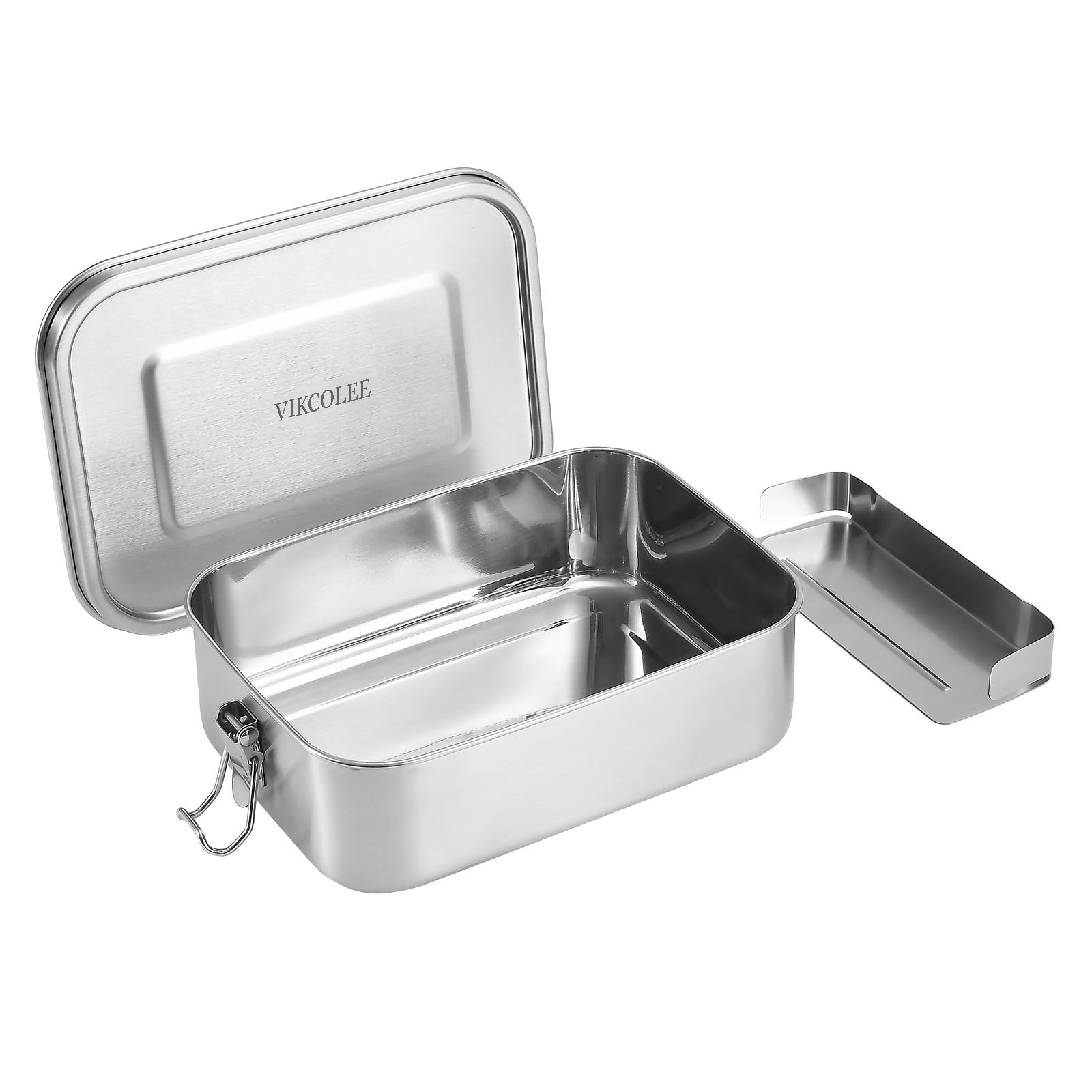 Vikcolee Stainless Steel Bento Box, Metal Lunch Food Container, 800Ml Bento Lunch Box For Kids Or Adults With Lockable Clips To