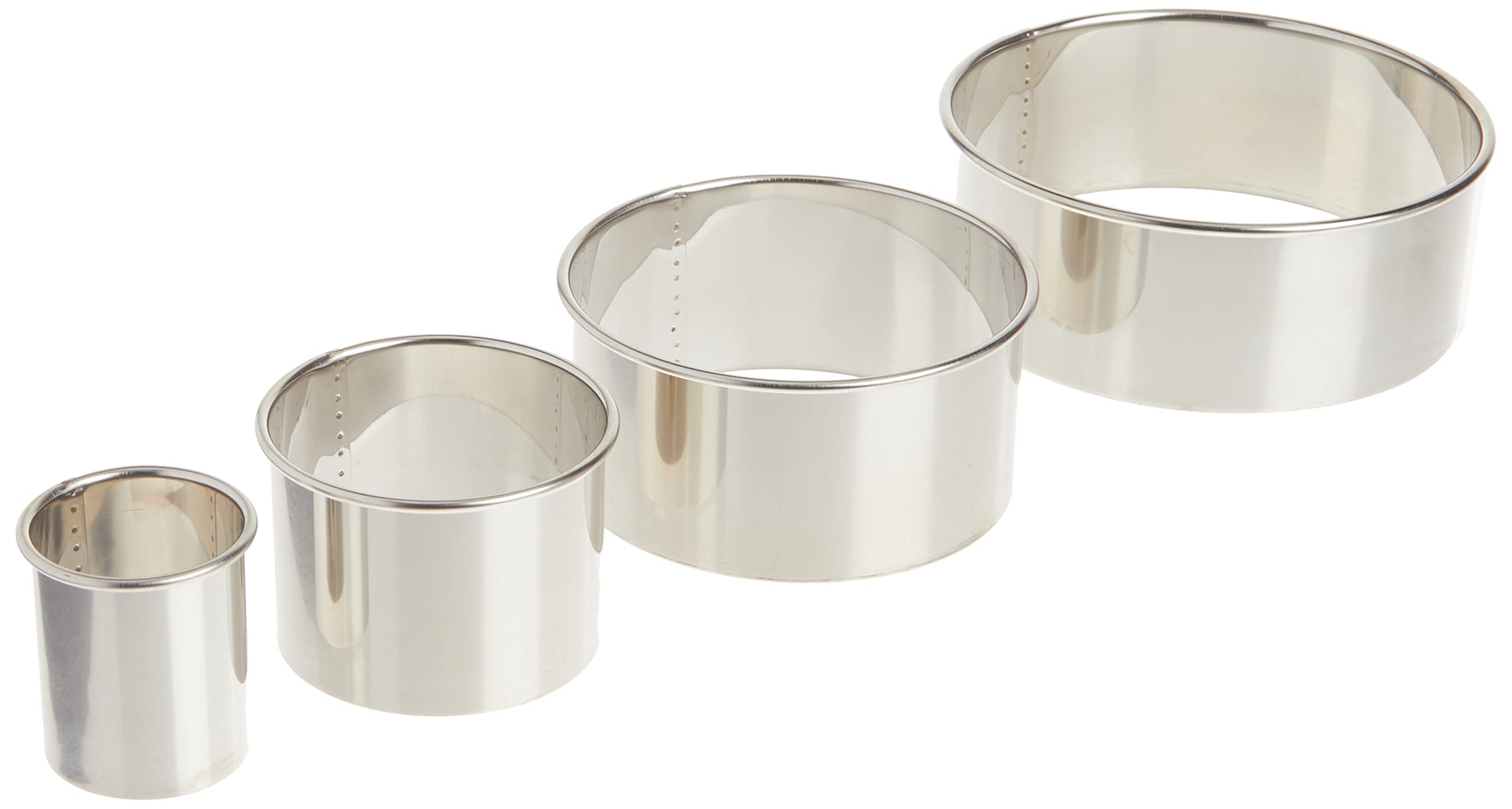 Ateco 4 Piece Stainless Steel Plain Edge Round Cutters Set in Graduated Sizes