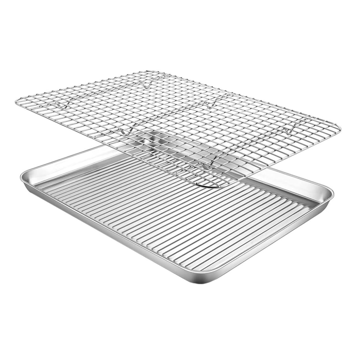 SOLUSTRE 1set Stainless Steel Baking Pan Set Nonstick Tray Cooling Rack Multifunction Accessory for Baking Grilling Steaming