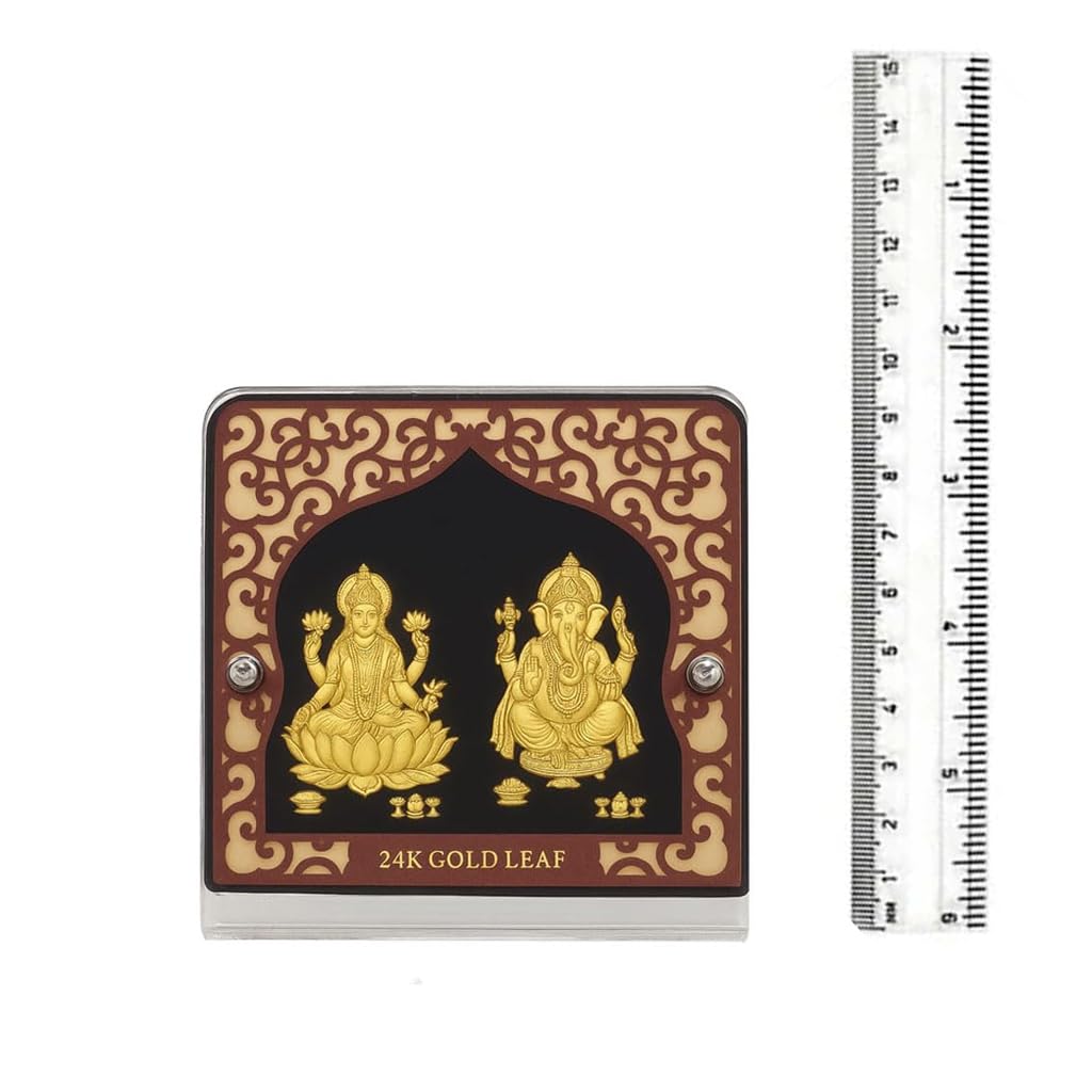 Moonplus Glass Lakshmi Tabletop Ganesh Murti Idol Frame|Laxmi Ganesha Photo|Temple, Table Decor, Wall Home Decoration|Diwali And