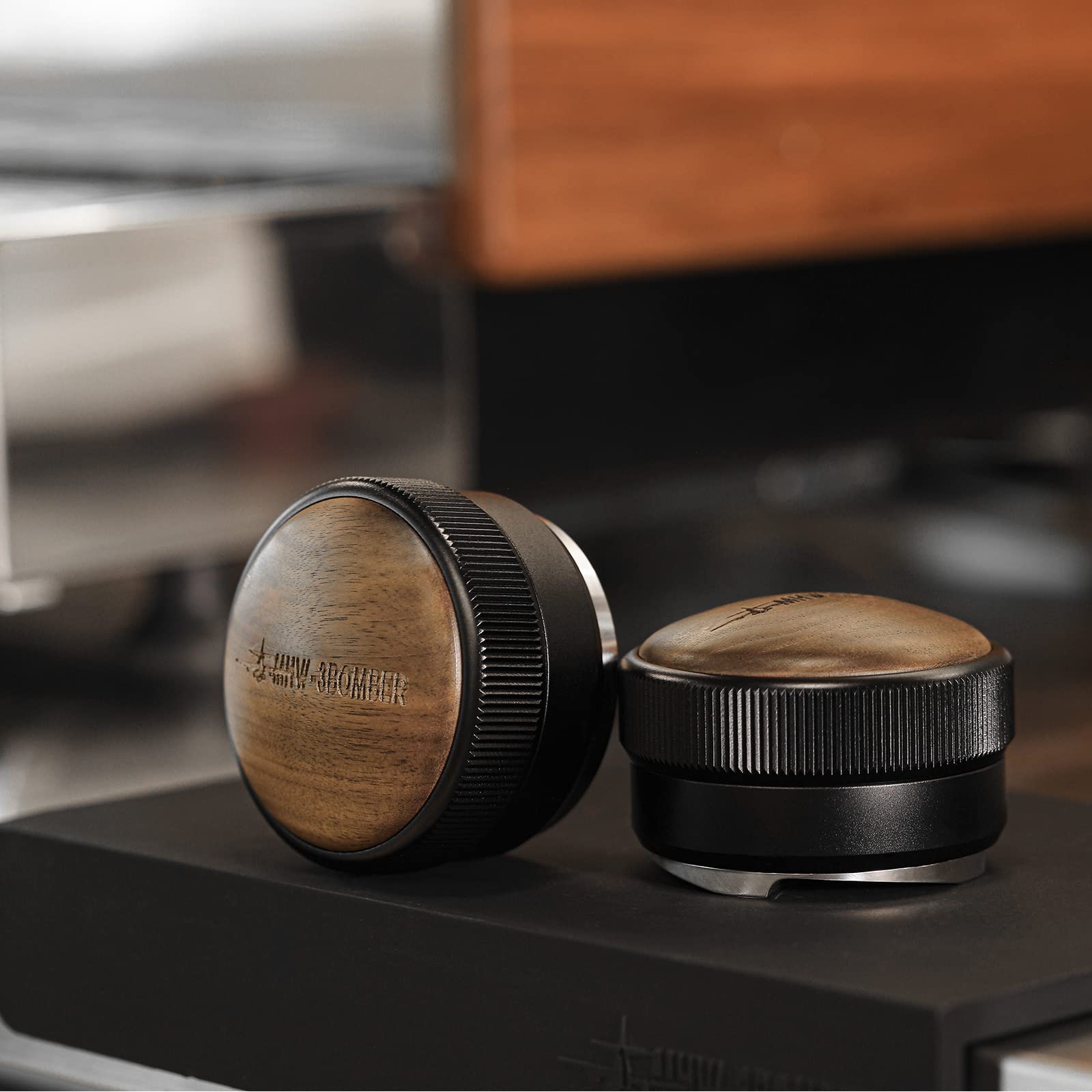 Mhw-3Bomber Espresso Coffee Distributor 58.35Mm, Espresso Distribution Tool With Wooden Lid, Adjustable Height Coffee Leveler Wi