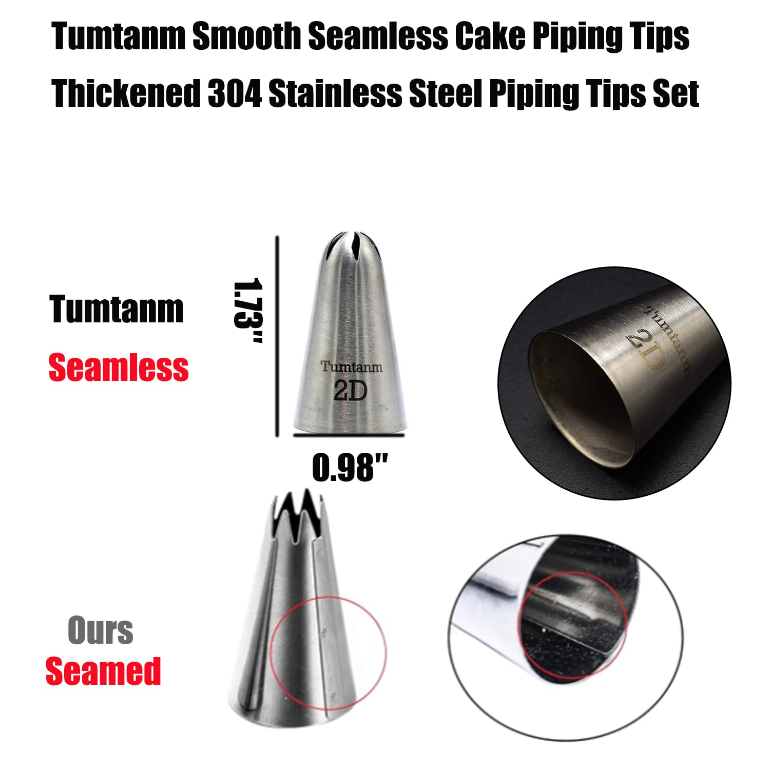 Large Cake Decorating Piping Tips, 4 Pack Stainless Steel Piping Nozzle Cake Decorating Pastry Tips Tool