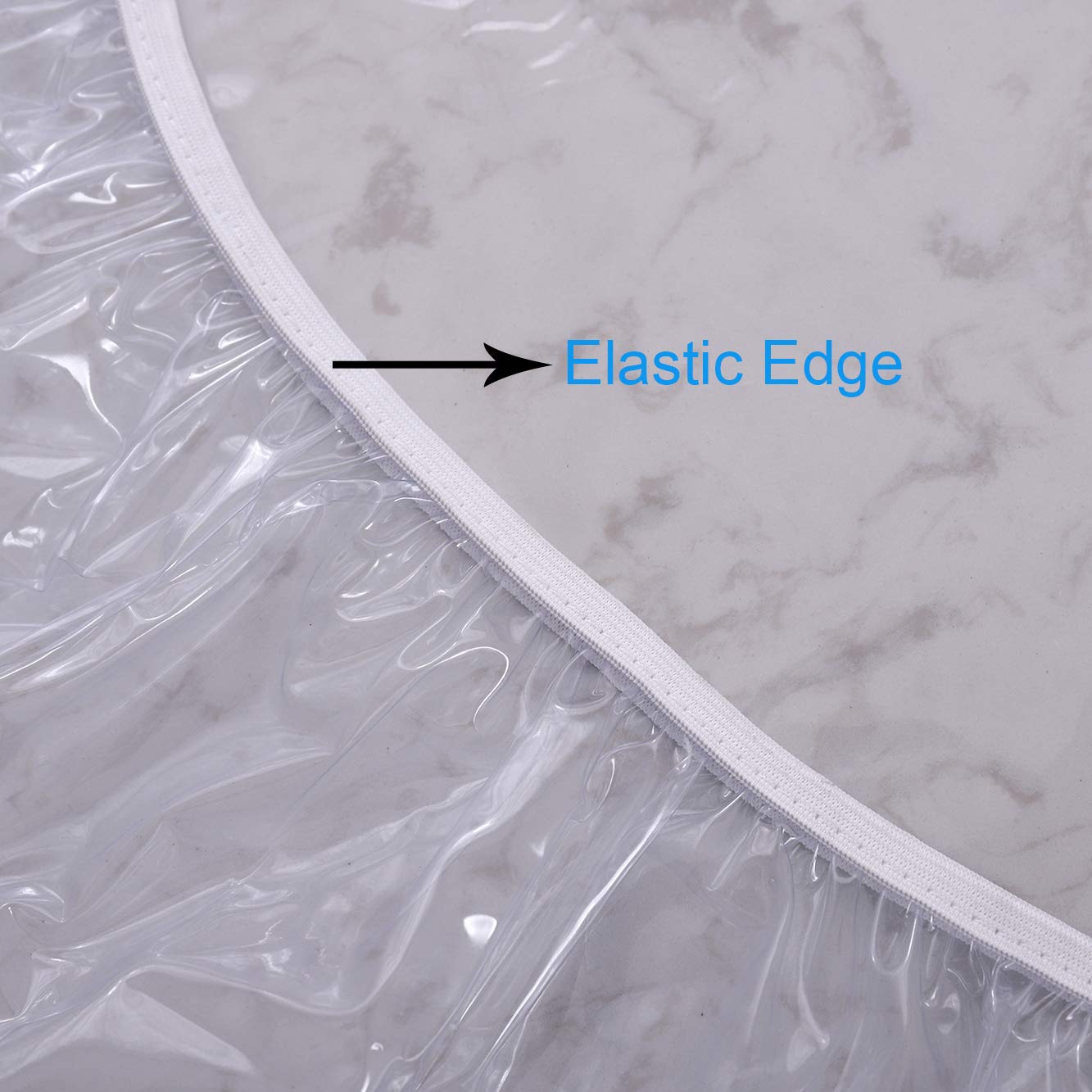 Clear Round Vinyl Fitted Tablecloth Waterproof Oilcloth Heavy Duty Elasticized Table Cover Elastic Edge Design Plastic Tableclot