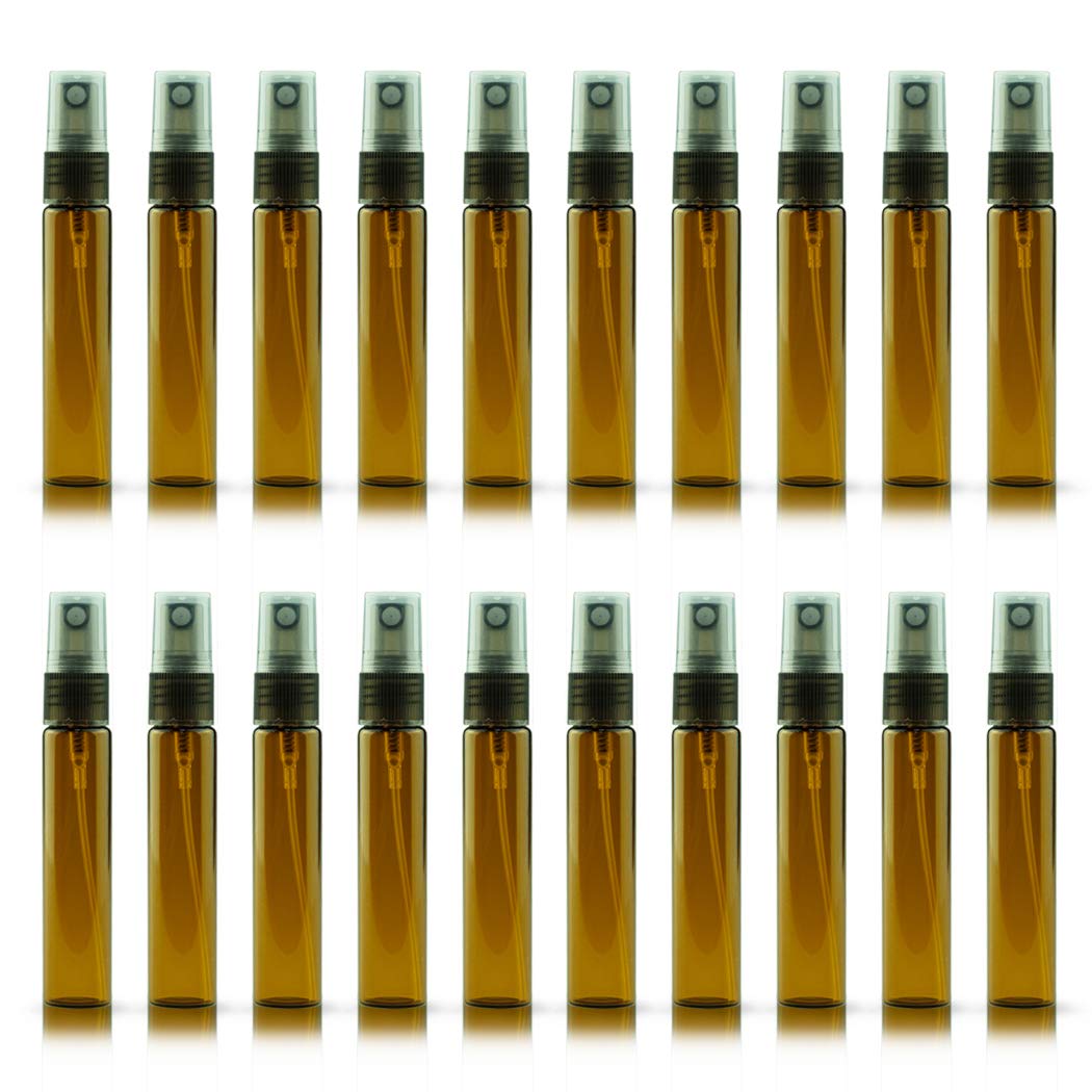 Zbfwmx 20 Pack Set 10Ml Protable Refill Bulk Atomizer Spray Travel Perfume Bottle Hydrating Empty Bottle (Brown)