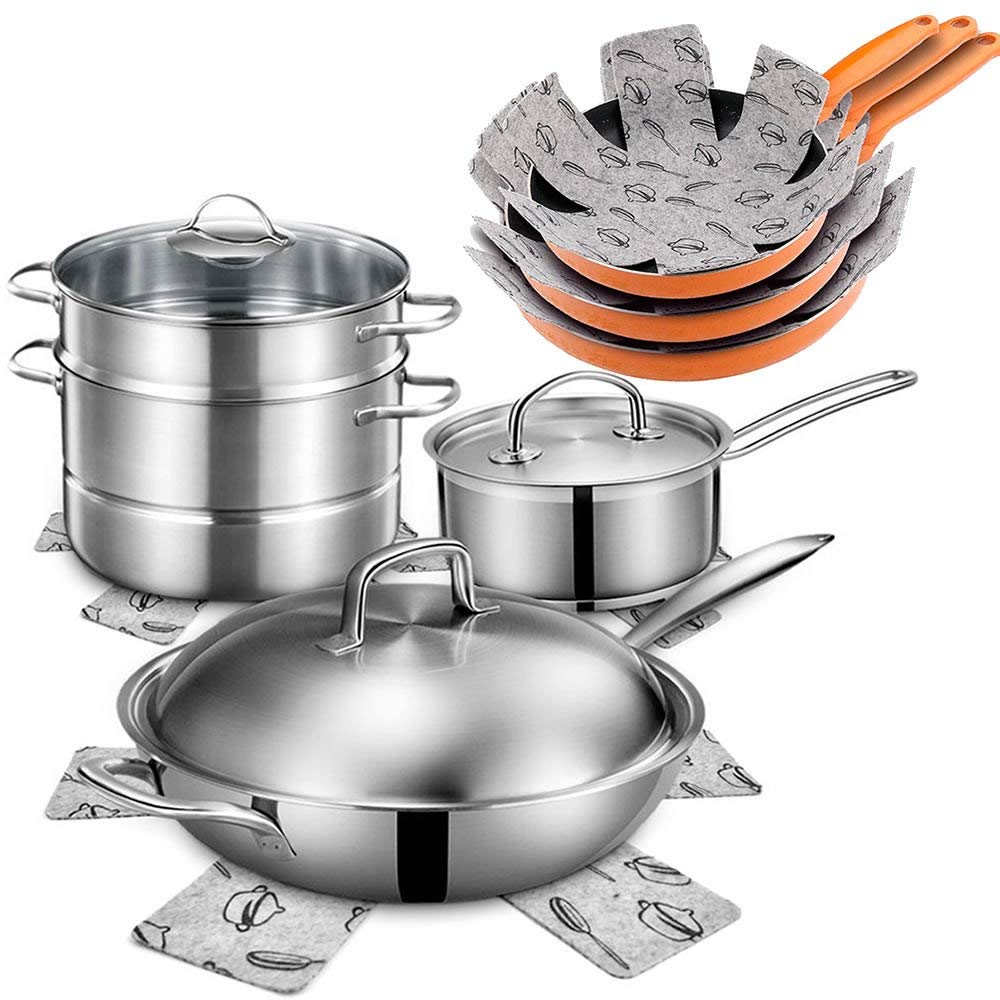 Xutong Pot And Pan Protectors, Set Of 12 And 3 Different Size, Cookware Protector Set/Pots And Pans Dividers/Pans Separator Anti