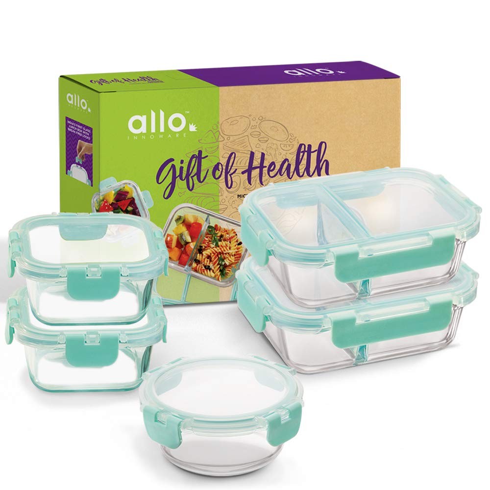 Allo Foodsafe Glass Containers With Lids For Food Storage | Gift Box Set Of 5 | Borosilicate Oven & Microwave Safe, Leakproof | 