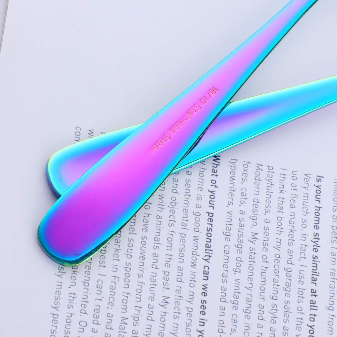 Soup Spoons, Color Me Rainbow 18 10 Stainless Steel Round Spoons, Set Of 10