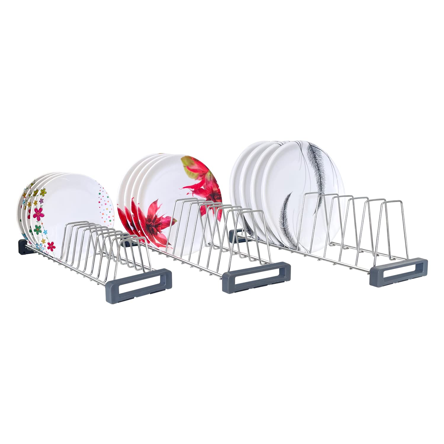 Smartslide Stainless Steel Plate Rack For Kitchen/Plate Stand/Lid Organizer/Saucer Stand/Dish Rack/Tandem Basket Plate Fixer Sta