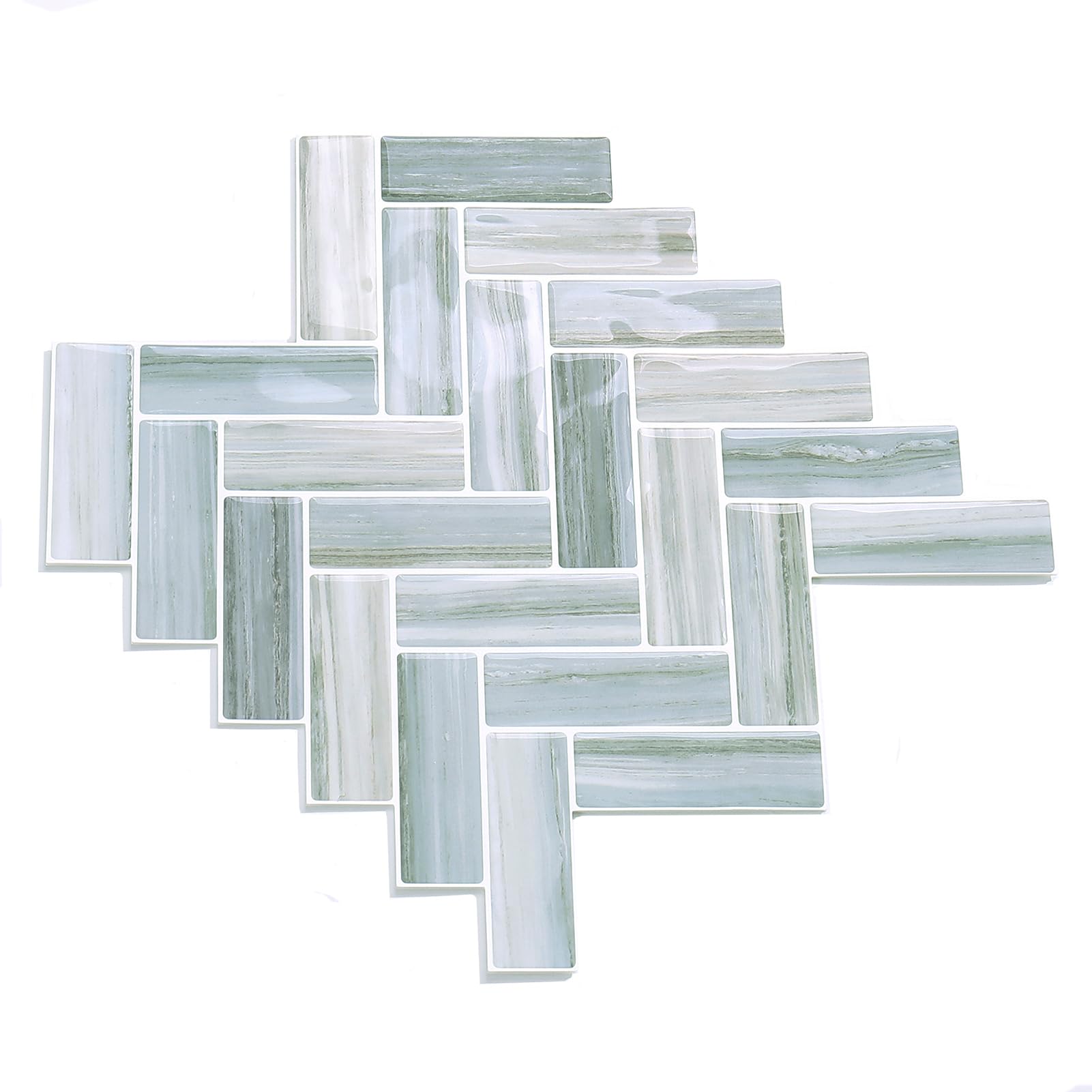 Tilingview 10 Pcs Vinyl Peel And Stick Tile For Kitchen Backsplash, Plastic Self-Adhesive Tiles Pvc Wall Stickers (Blue Gray Her