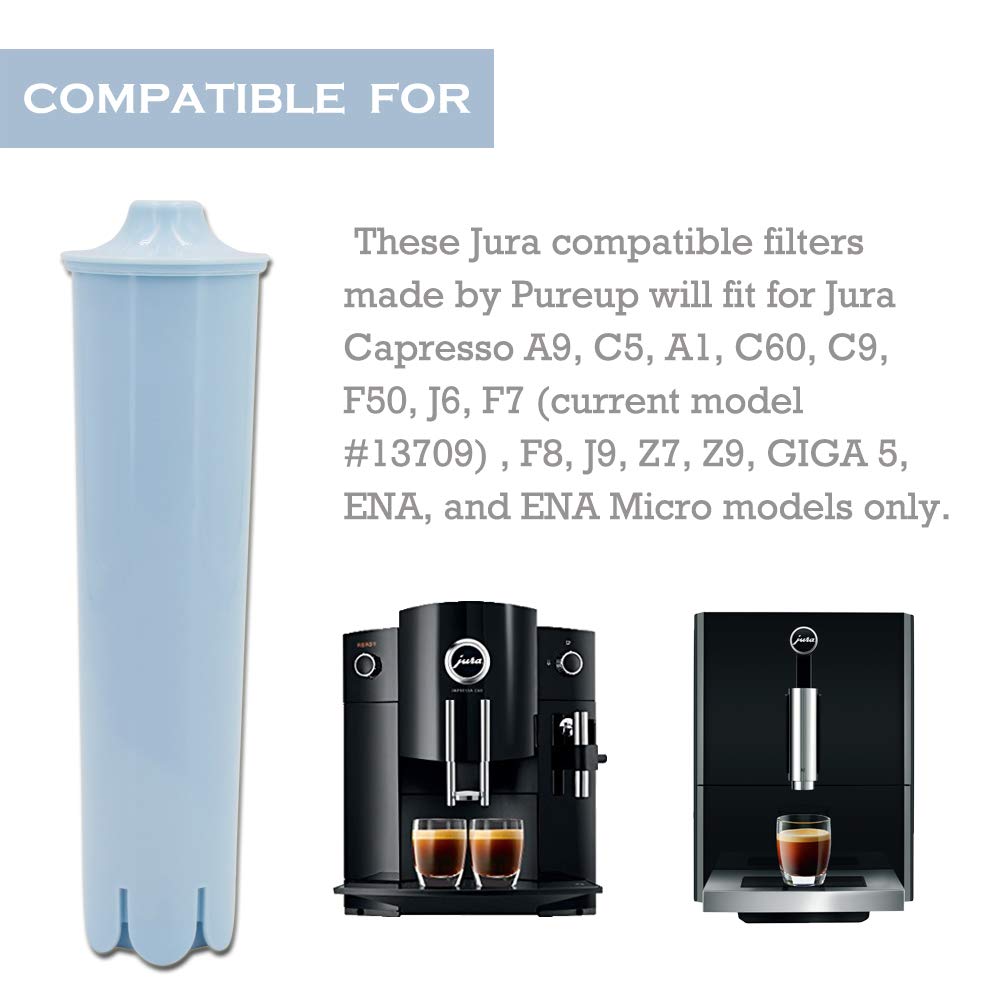 PUREUP 6 Packs Compatible with Jura Claris Blue for Clearyl Coffee Machines Replacement for Jura Blue filters