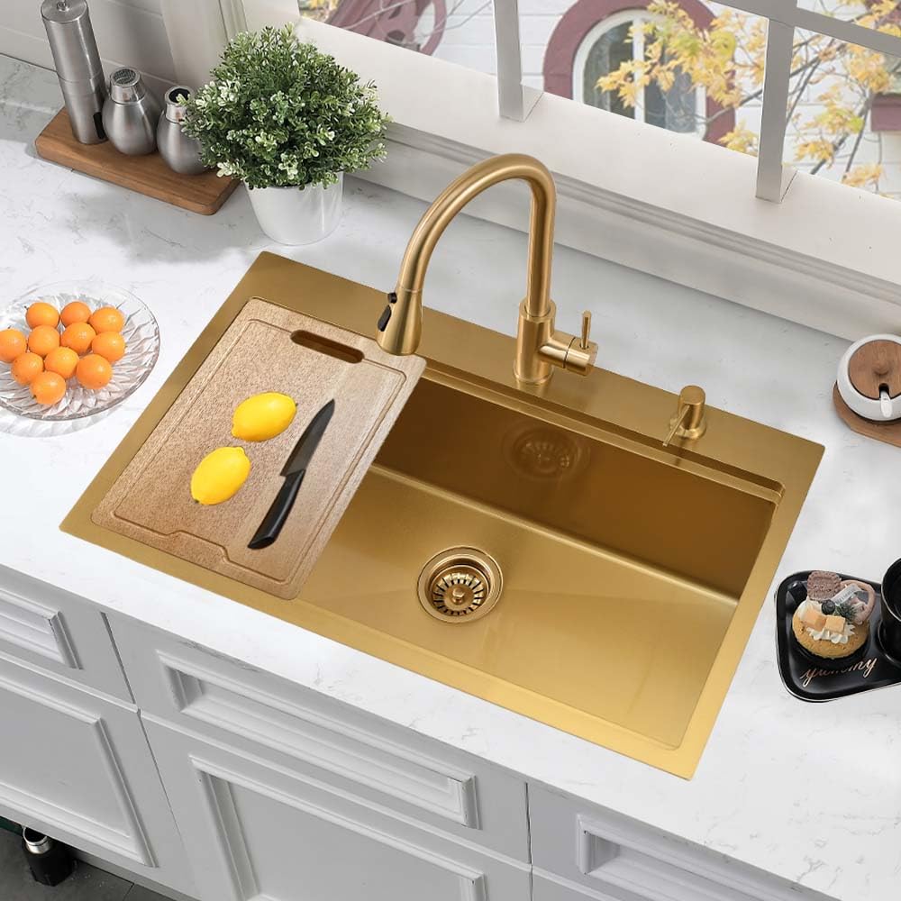 31 Inch Drop In Kitchen Sink Workstation-Hovheir 31X20 Stainless Steel Kitchen Sink Drop In Topmount 16 Gauge Single Bowl Kitche