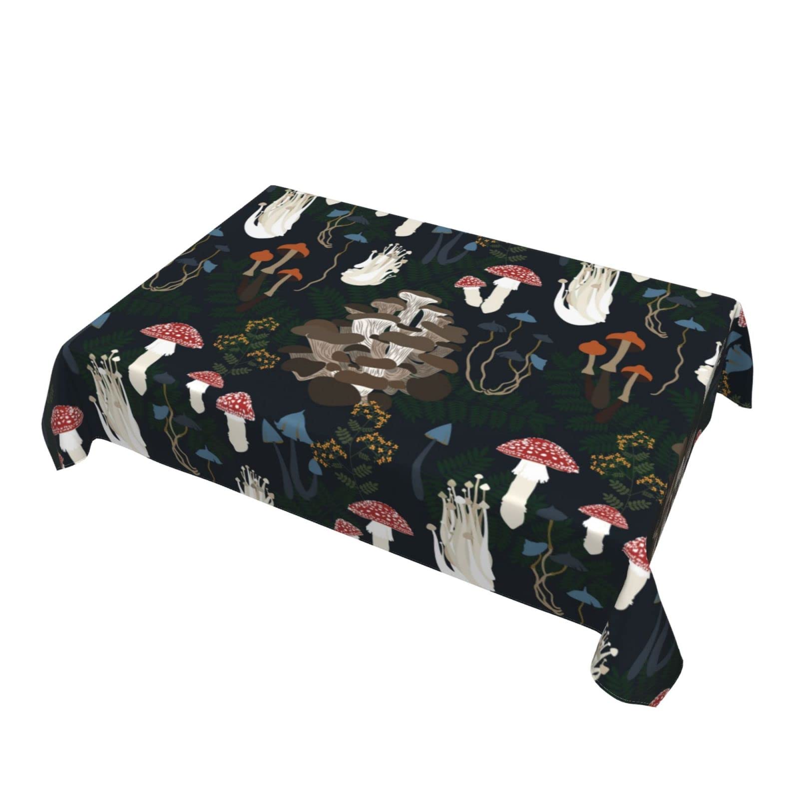 Cukemip Mushroom Botanic Tablecloth, Waterproof Washable Rectangle Table Cloth For Kitchen Dinning Room Picnic Parties Farmhouse