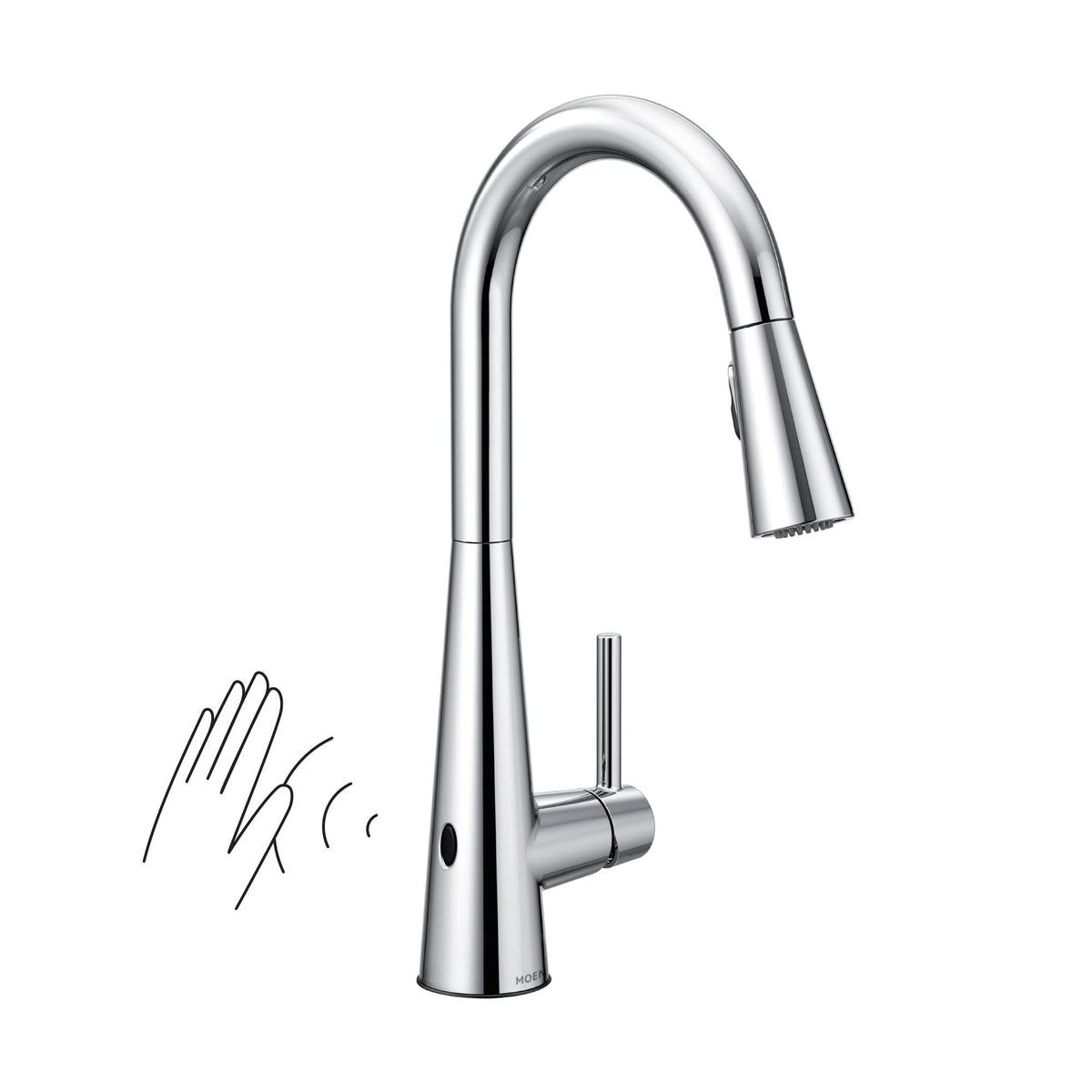 Moen Sleek Chrome Motionsense Wave Sensor Touchless One-Handle High Arc Pulldown Modern Kitchen Faucet Featuring Power Clean, 78