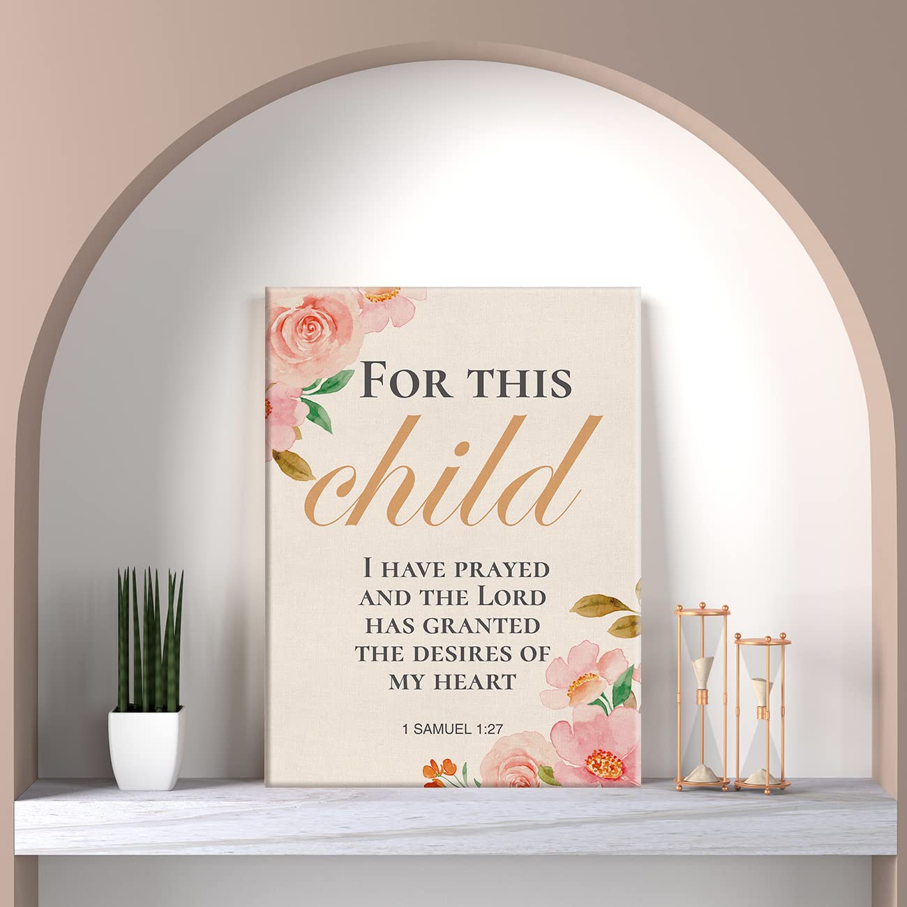 Nursery Bible Verse Print Canvas Wall Art Home Decor for This Child I Have Prayed Painting 12x15 Canvas Poster Framed Ready to H