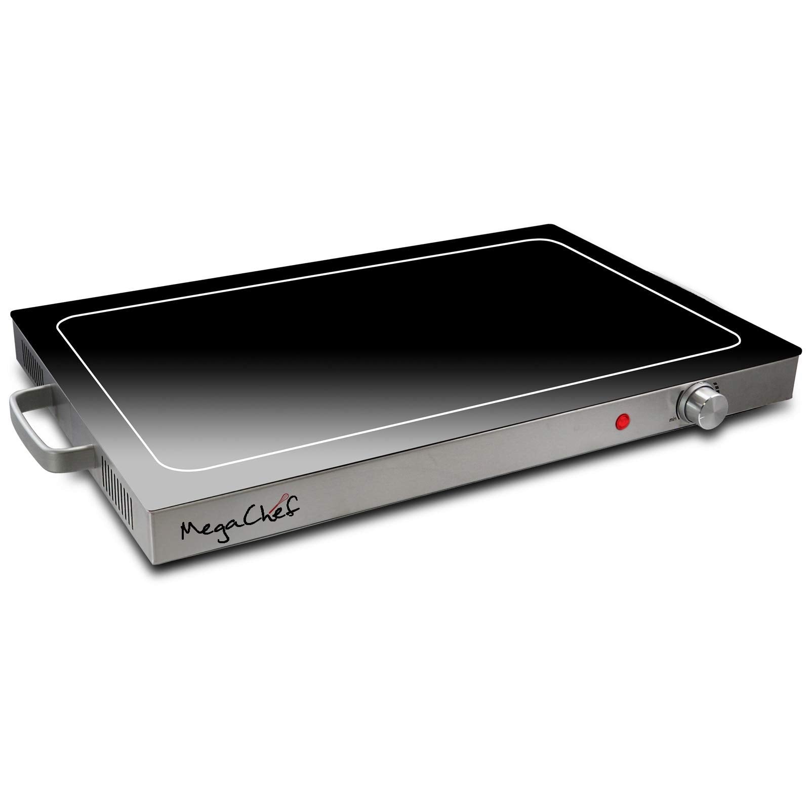 Megachef Fully Adjustable Buffet And Banquet Electric Food Hot Plate Warming Tray, 25'', Black And Chrome