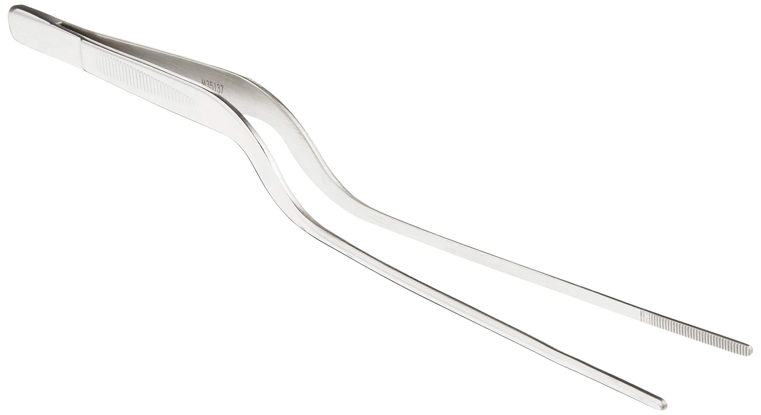 Mercer Culinary 18-8 Stainless Steel Chef Plating Tongs, Offset Tip, 7-7/8 Inch