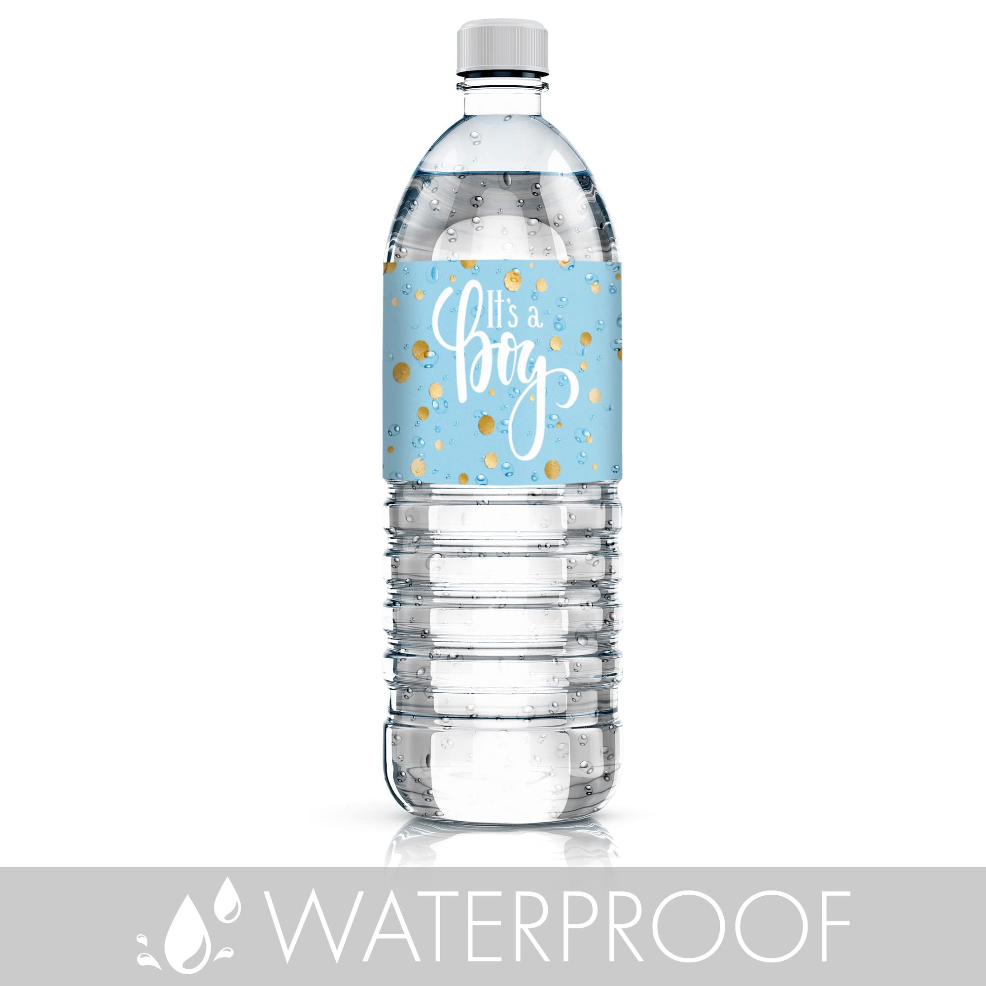 Blue And Gold It'S A Boy Baby Shower Water Bottle Labels - 24 Stickers