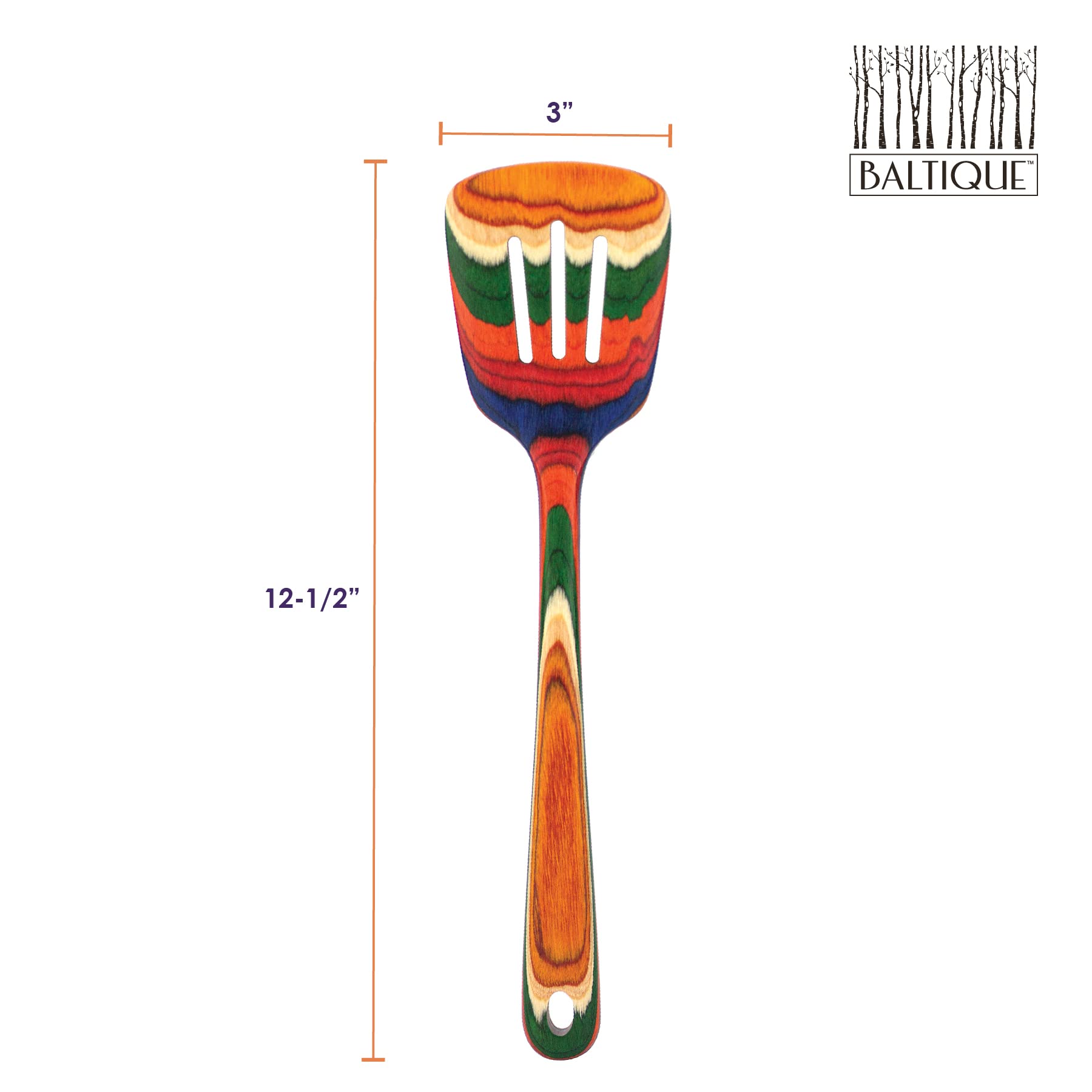 Totally Bamboo Baltique Marrakesh Collection 12-1/2'' Wooden Slotted Spatula, Safe For Nonstick