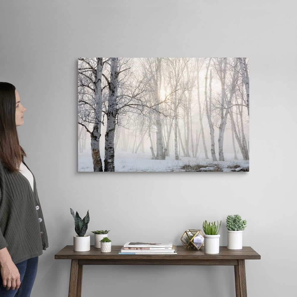 Canvas On Demand Ontario, Canada, Birch Trees In The Fog Canvas Wall Art Print By Susan Dykstra, Home Decor, Winter Artwork, 36'