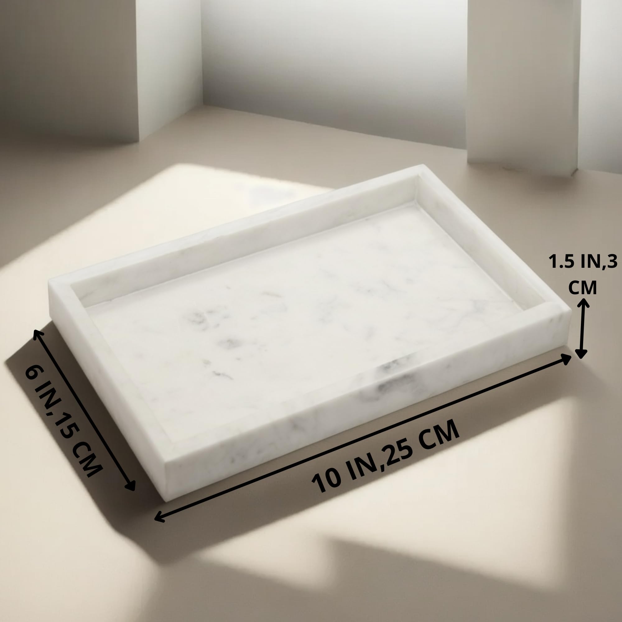 Kc Kullicraft Natural Marble Tray For Desktop | Kitchen | Vanity | Bathroom, Stone Organizer For Coffee Table, Plate, Dresser, N