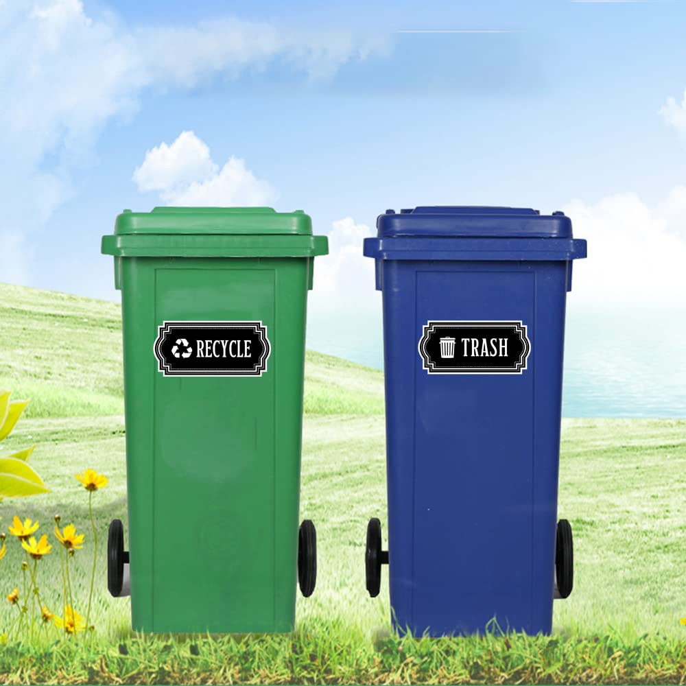 Wumuzai 4 Pack Recycle Sticker For Trash Can Bins, Trash Recycle Stickers, Vinyl Recycling Sticker, Adhesive Garbage And Recycli