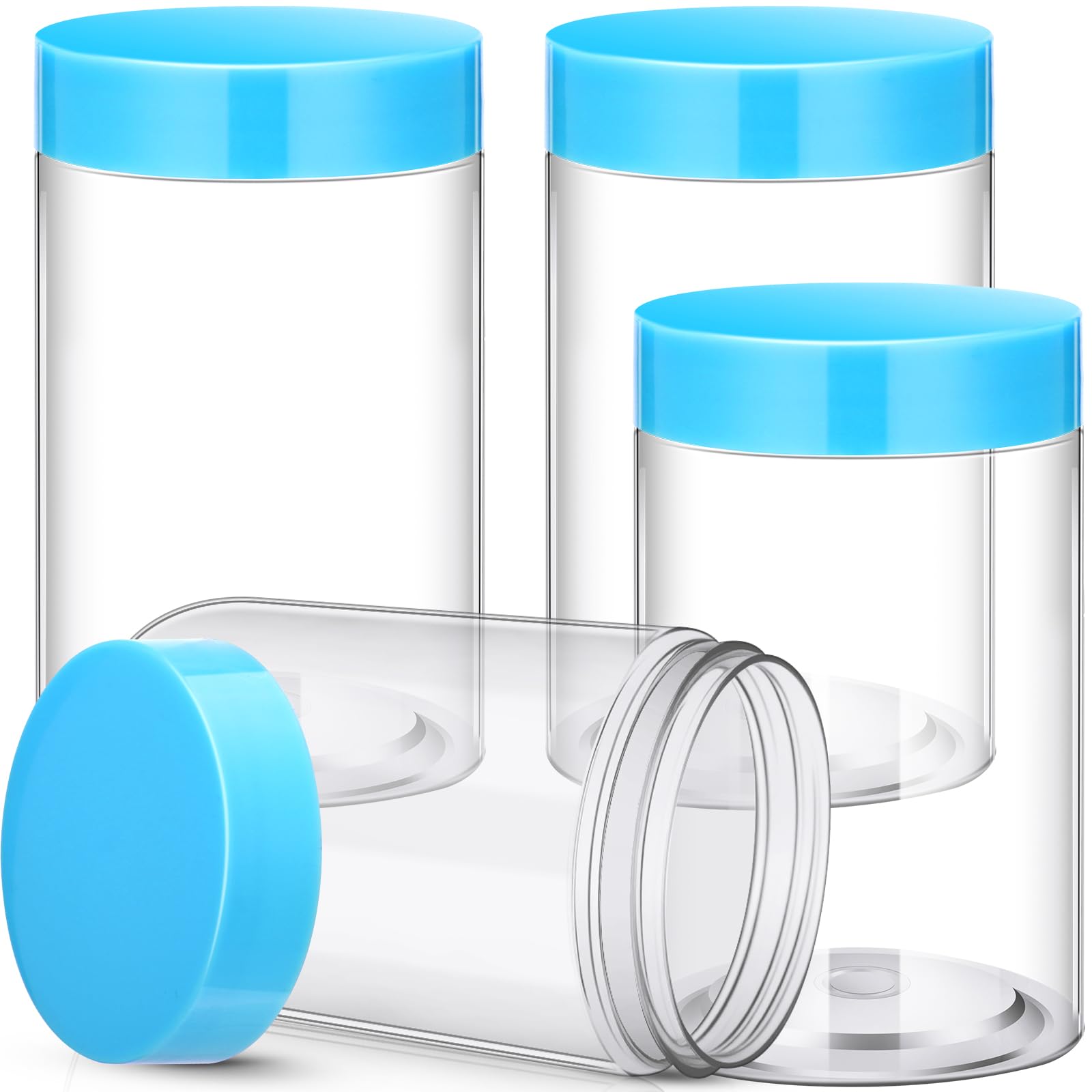 Satinior 12 Pack 12 Oz Plastic Container Jars With Lids Round Clear Travel Cosmetic Container Slime Jars For Toiletries, Lotion,