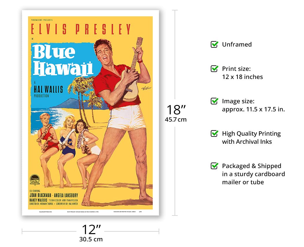 Elvis Presley In Blue Hawaii - Vintage Film Movie Poster By Rolf Goetze C.1961 - Master Art Print (Unframed) 12In X 18In