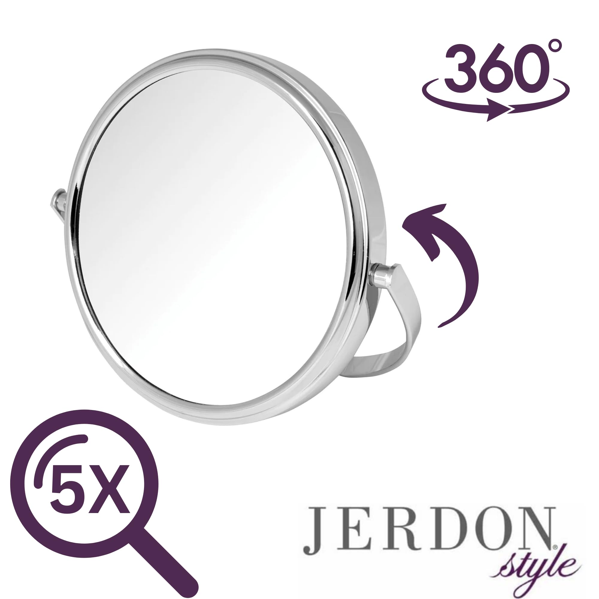 Model'S Choice Jerdon Tabletop Vanity Makeup Mirror With Chrome Finish - 5.5    Diameter Mirror With 5X-1X Magnification - Model