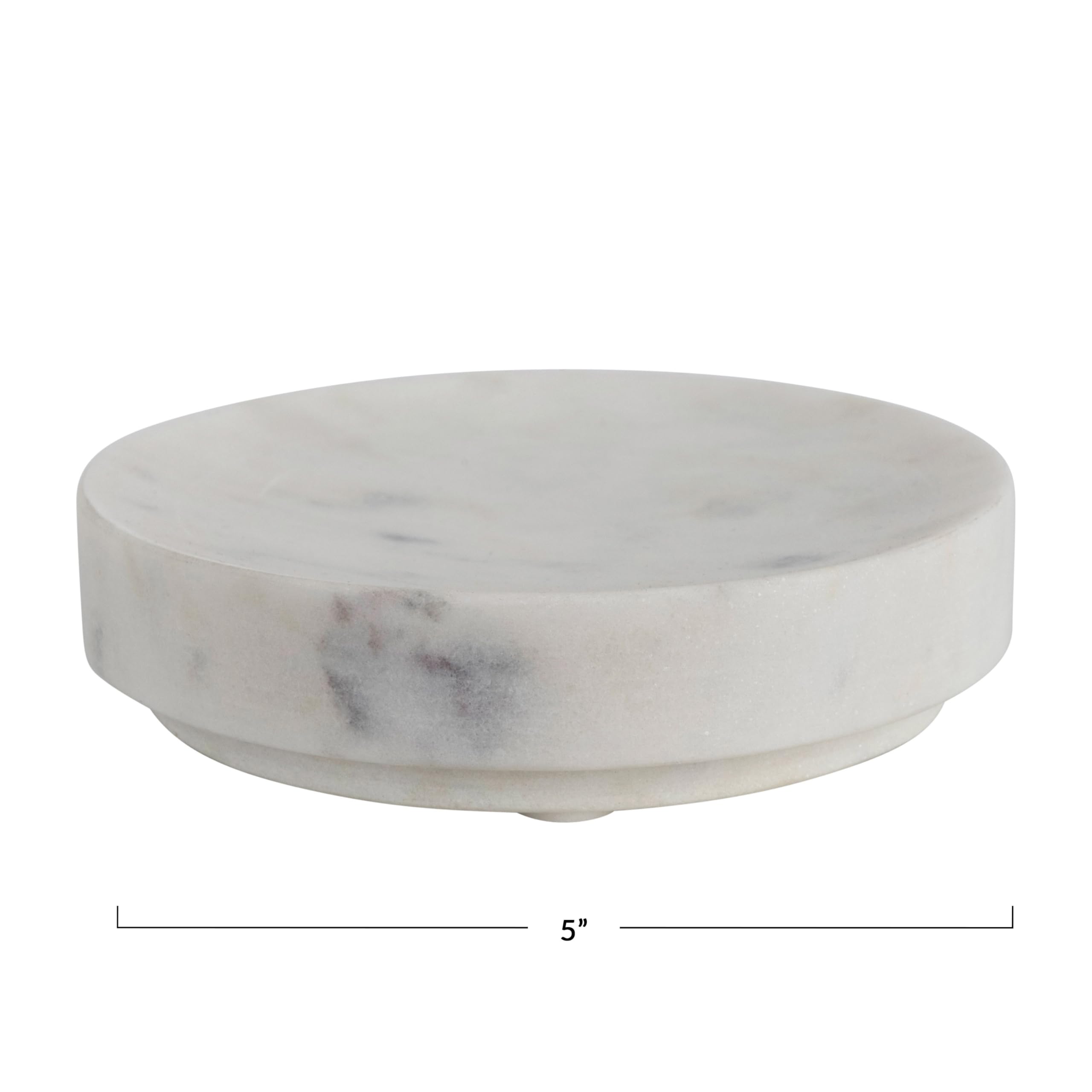 Creative Co-Op Marble Soap Dish, 5'' L X 5'' W X 1'' H, White