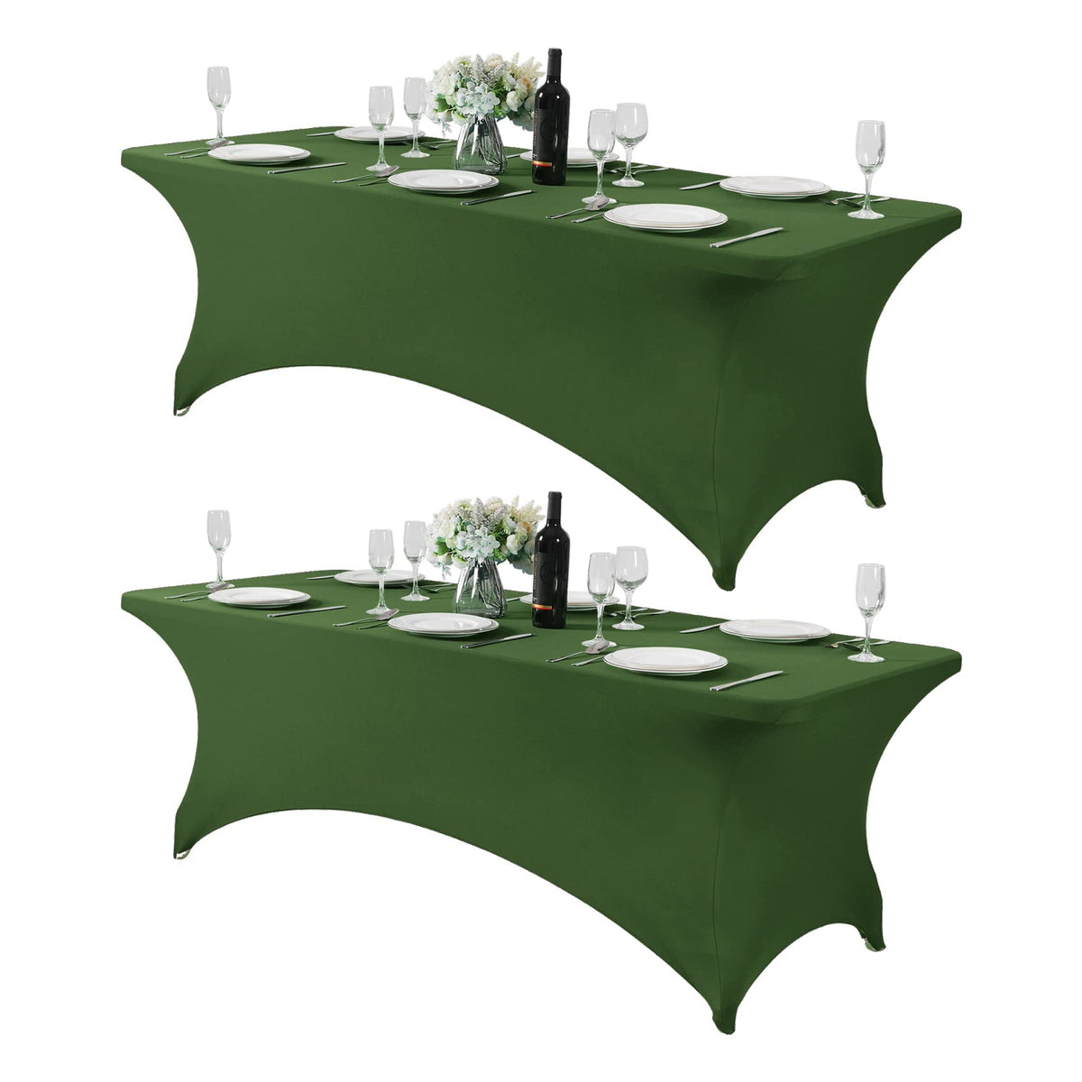 Hezuzo 2Pack Spandex Table Cover For 8Ft Table Universal Fitted Stretch Tablecloth For Party, Banquet, Wedding And Events-Willow