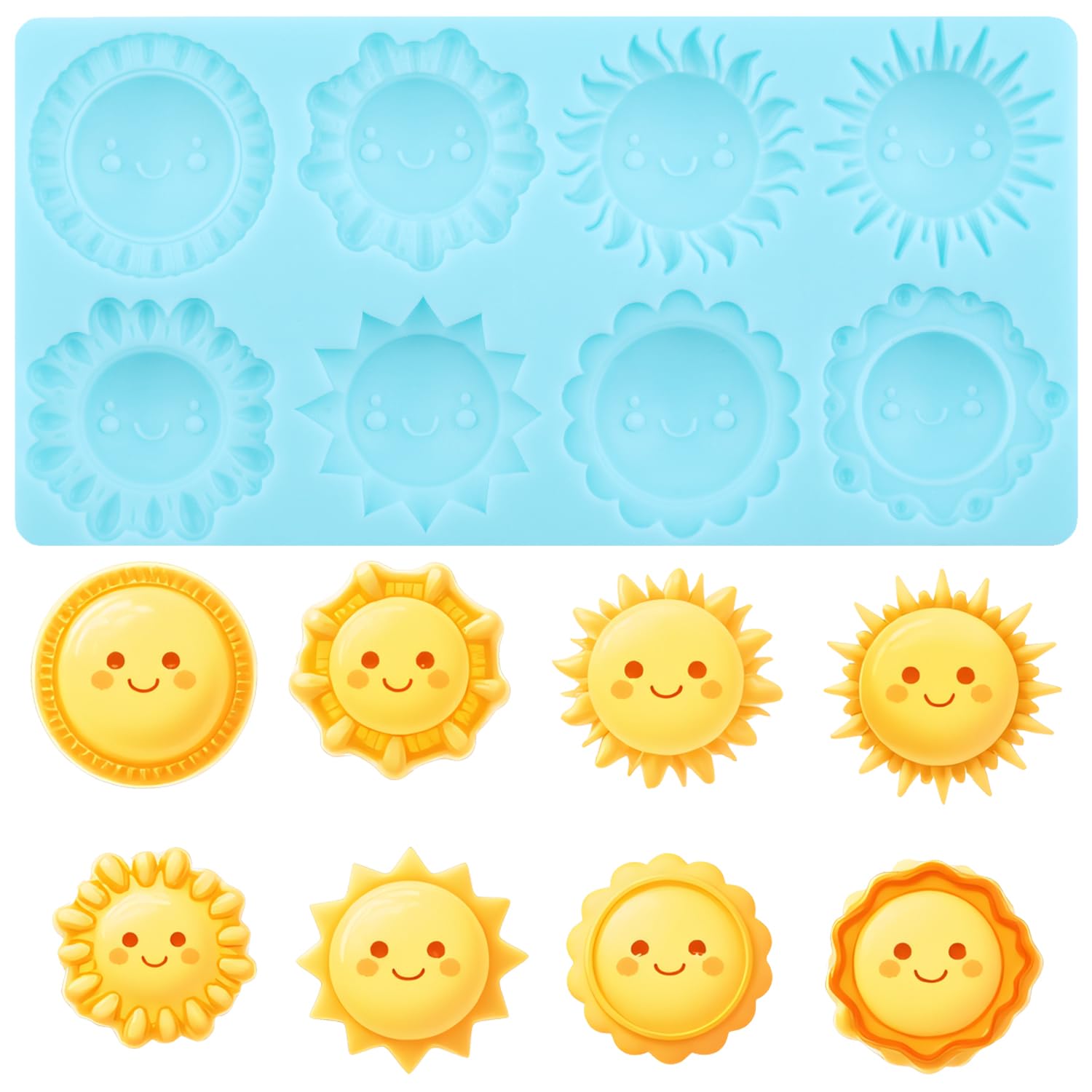 YABONAN Sun Fondant Molds Smiling Sun Silicone Candy Chocolate Molds