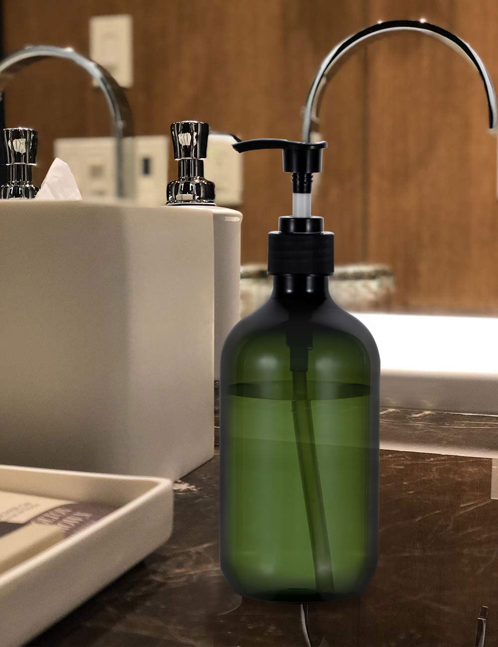 Sdoot Green Pump Bottle, 2 Pack Shampoo Bottles With Pump, 17Oz Refillable Plastic Soap Dispenser Pump Bottle For Shampoo Condit