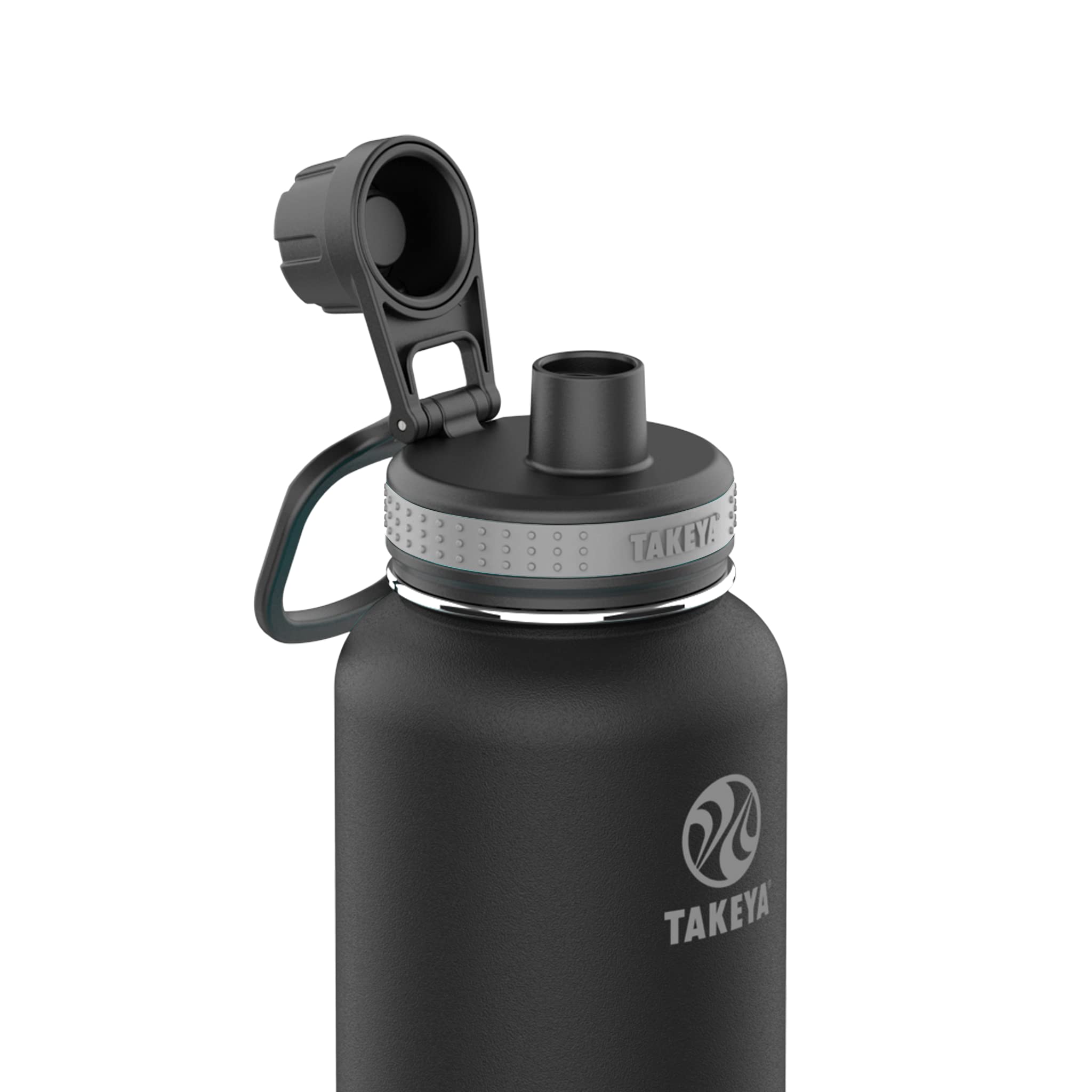 Takeya Originals 40 Oz Vacuum Insulated Stainless Steel Water Bottle With Straw Lid, Black