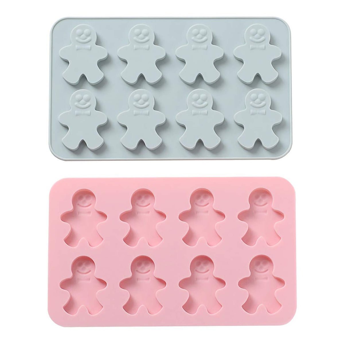 Moldfun 2Pcs 8-Cavity Gingerbread Man Ice Cube Tray Silicone Mold For Diy Chocolate Candy Gummy Jello Jelly Bakeware Baking Muff