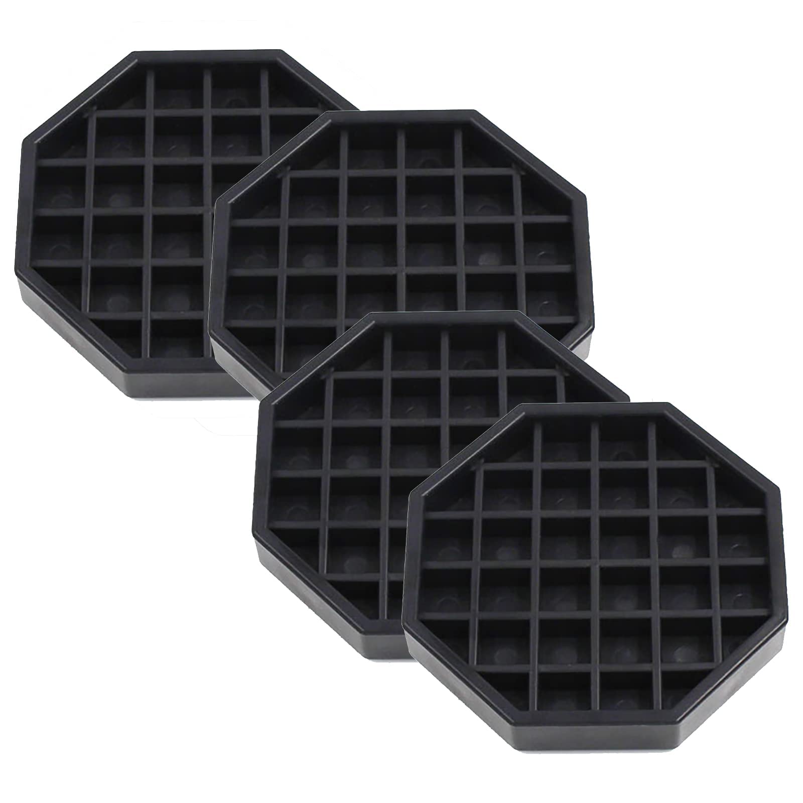 Octagon Coffee Drip Tray By Hard Black Plastic For Coffee Countertop (4'' - 4 Pcs)