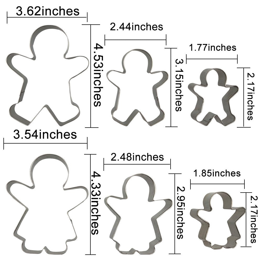 6Pcs Cute Funny Gingerbread Boy And Girl Christmas Lebkuchen Cookie Cutter Molds, Like A Family By Cspring