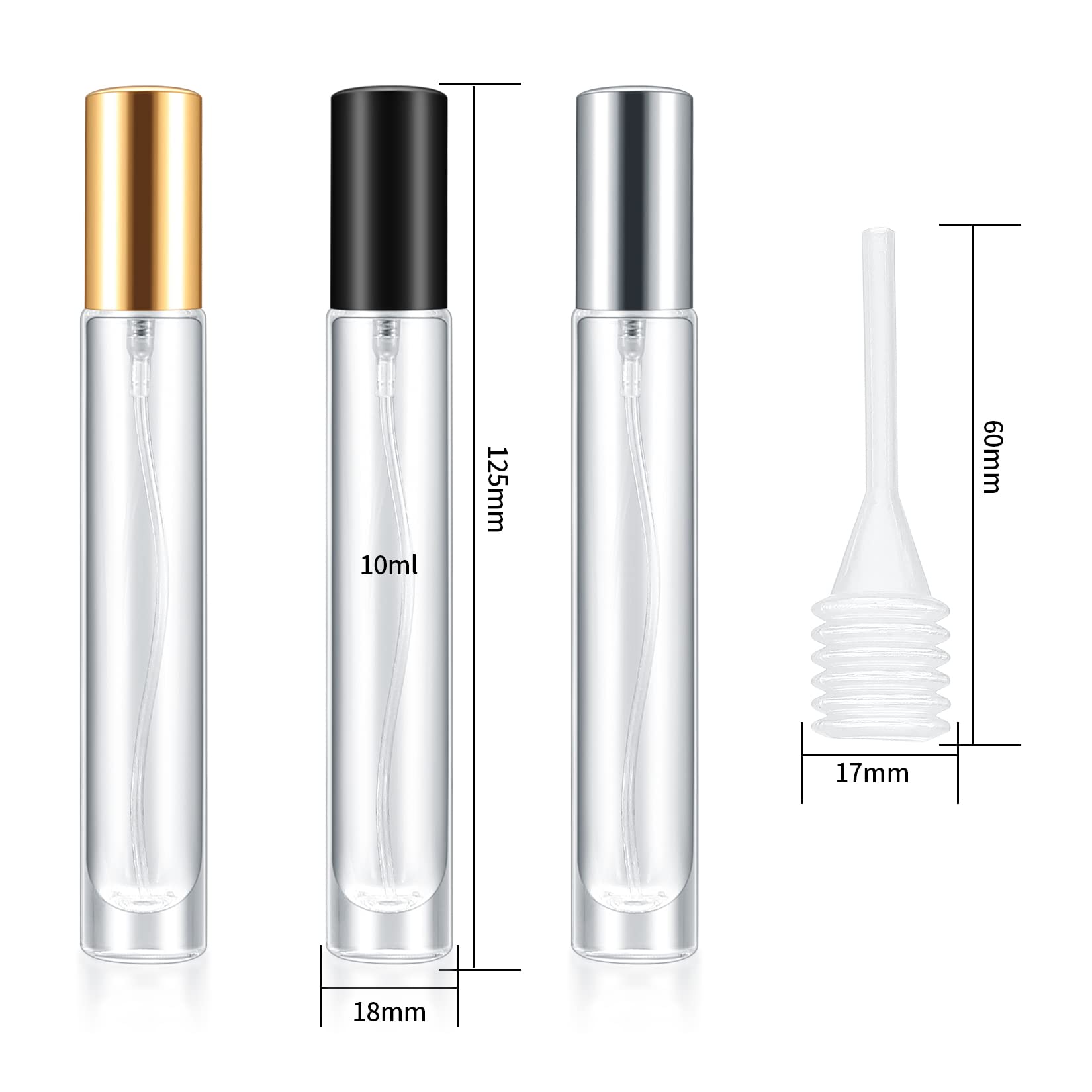Qiwuhai 4 Pcs 10Ml/3Oz Fine Mist Glass Atomizer Bottles, Mini Refillable Spray Bottles, Small Empty Spray Bottles, Portable Samp