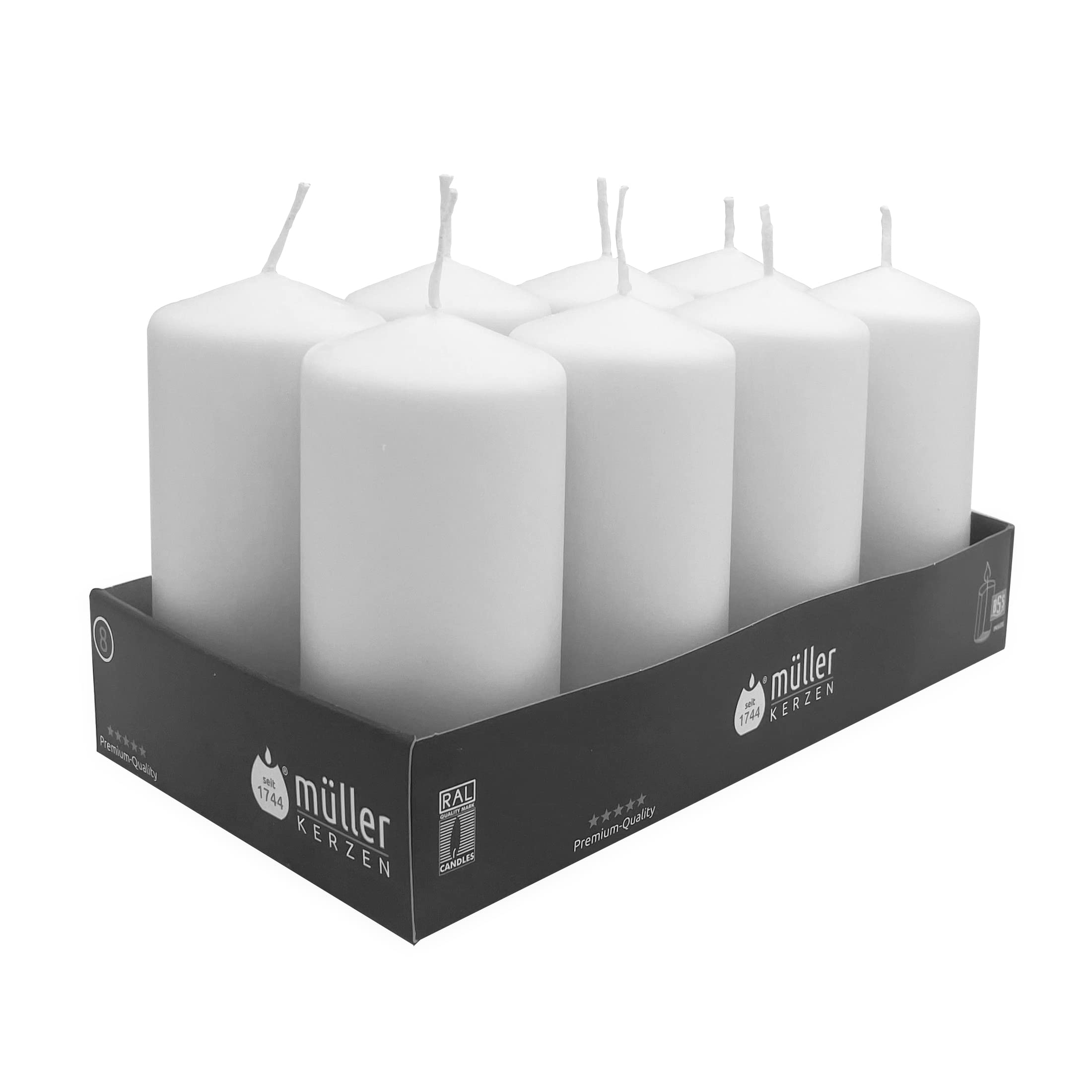 Maller Unscented Pillar Candles - Set Of 6 White Candles In Bulk - 224 X 472 Inch - 32 Hours Long Burning Decorative Candles - D