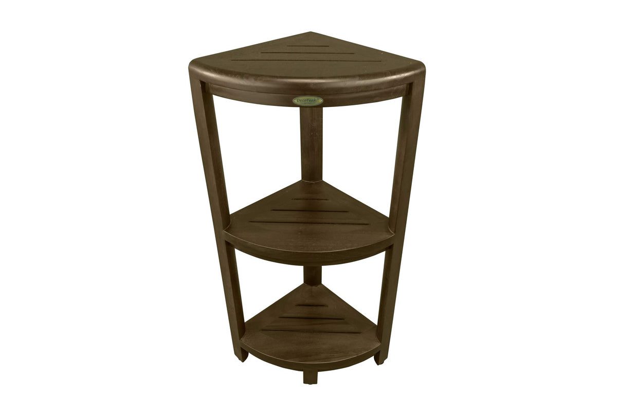 Decoteak 3, Tier, Teak, Shower Table, Standing Shower, Caddy, Teak Shower Caddy, Shower Organizer Stand, Teak Shelf, Teak Shower