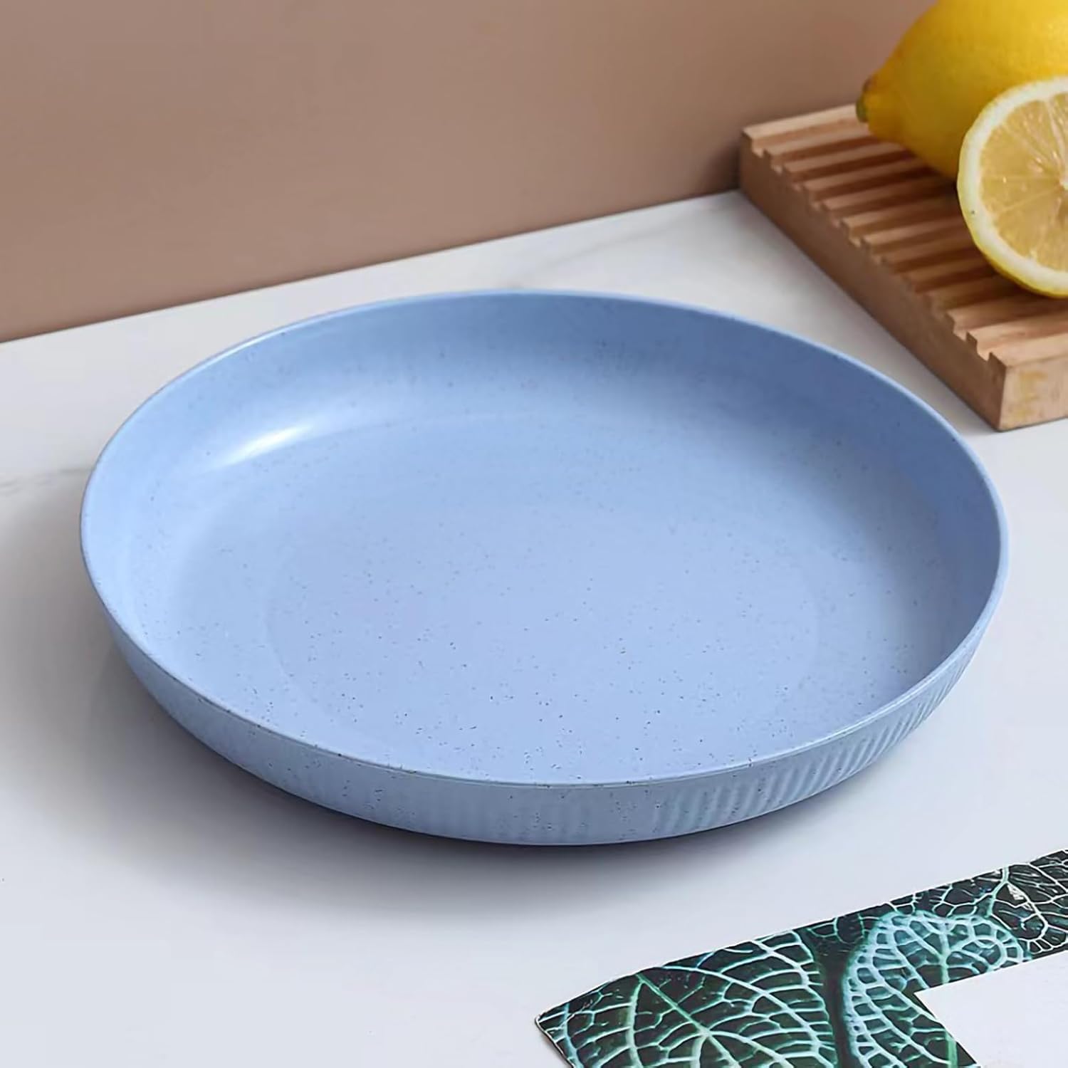 Menora 1-Pcs 7.8 In Wheat Straw Dinner Plates Microwave & Dishwasher Safe, Lightweight Bpa Free Salad/Cake/Dissert Dishes For Ba