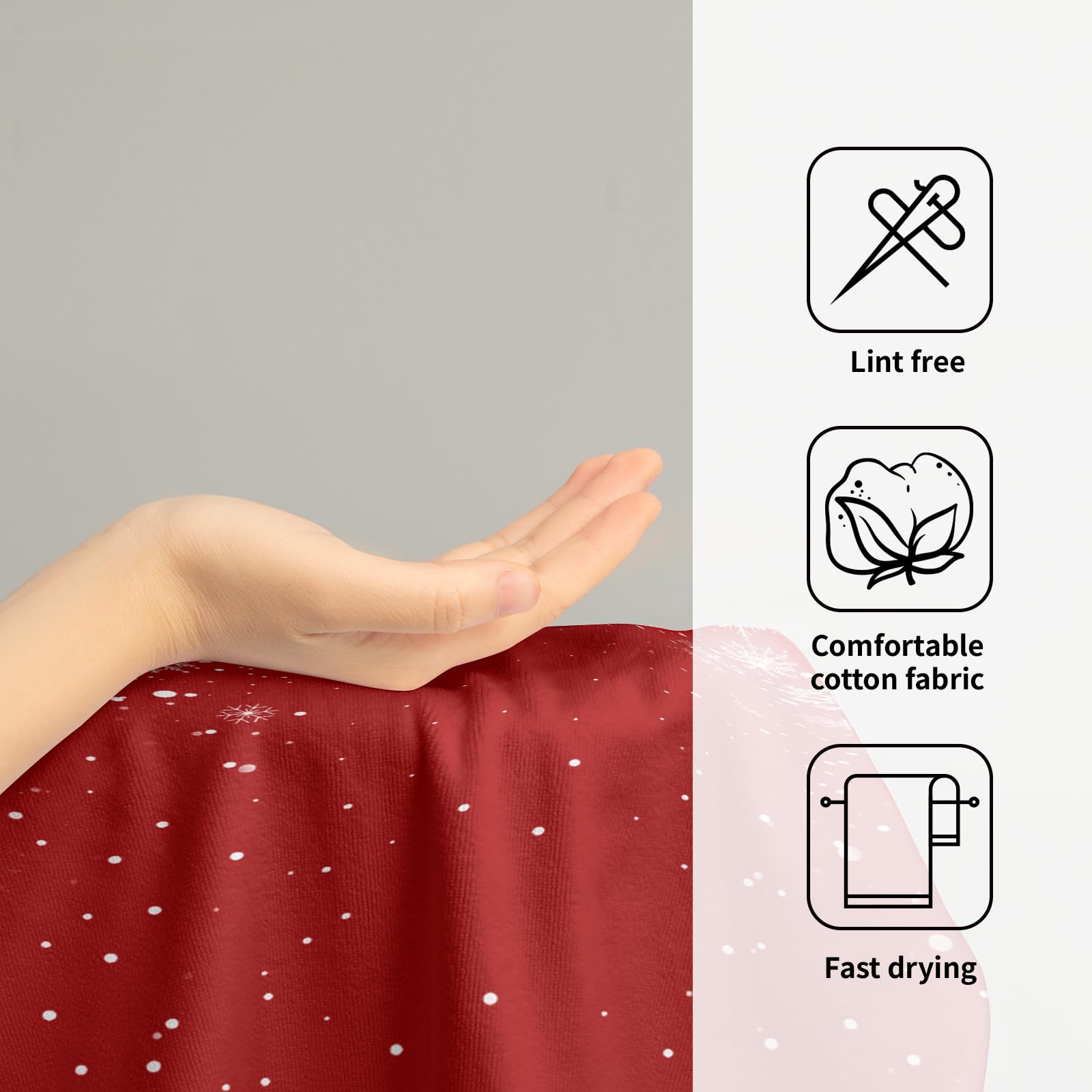 Christmas Snowflakes Hand Towels Set Of 2 Winter Red Christmas Bath Towels For Bathroom Soft Absorbent Xmas Towels Christmas Was