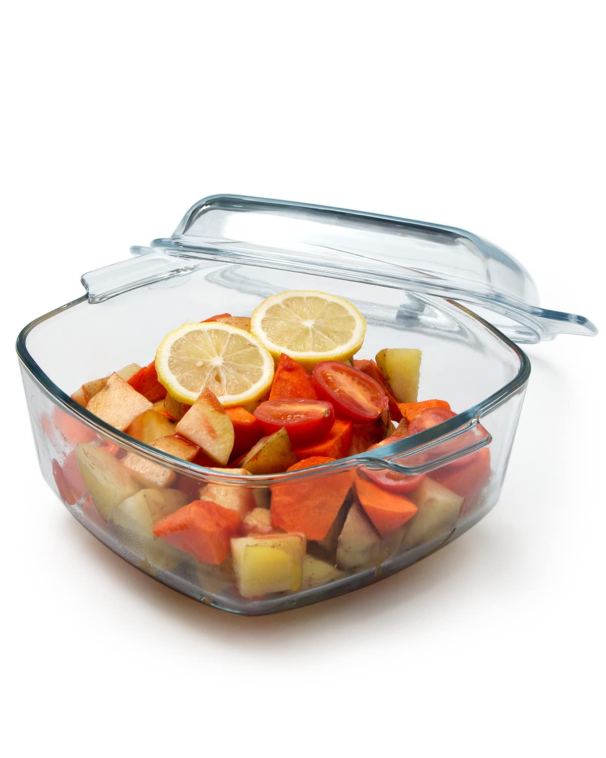Nutriups 2.5L Glass Casserole With Glass Lid Square Casserole Dish For Oven Glass Microwavable Bowl With Lid