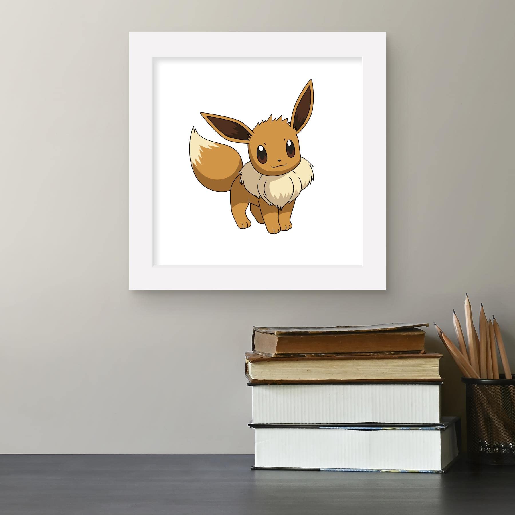 Trends International Gallery Pops Pokemon - Eevee Wall Art, White Framed Version, 12'' X 12''