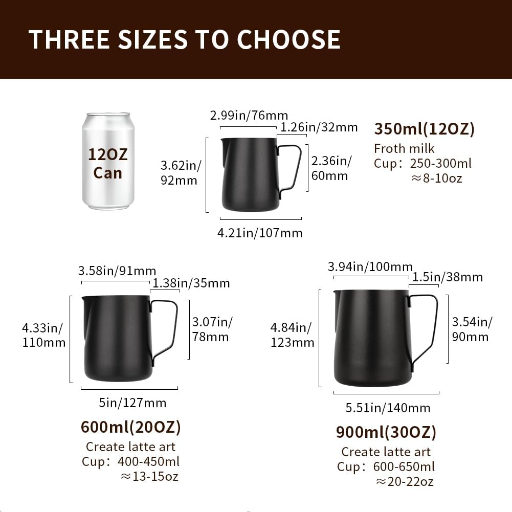 Watchget Stainless Steel Milk Frothing Pitcher 12Oz/350Ml - Espresso Steaming Pitcher For Cappuccino, Latte Art, Coffee Machine