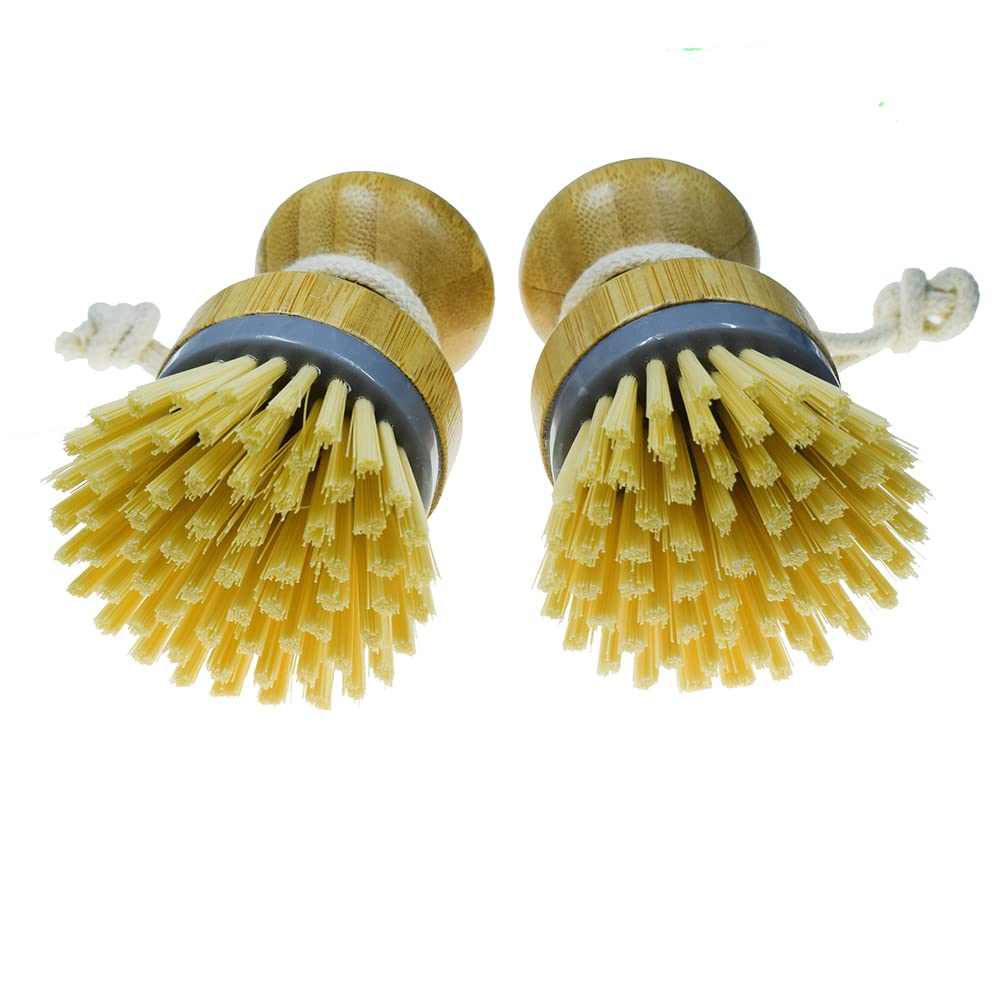 Rangale (Pack Of 2) Kitchen Dish Scrub Brush For Dishes Pots Pans Kitchen Sink Cleaning Brushes, Bamboo Palm Brush