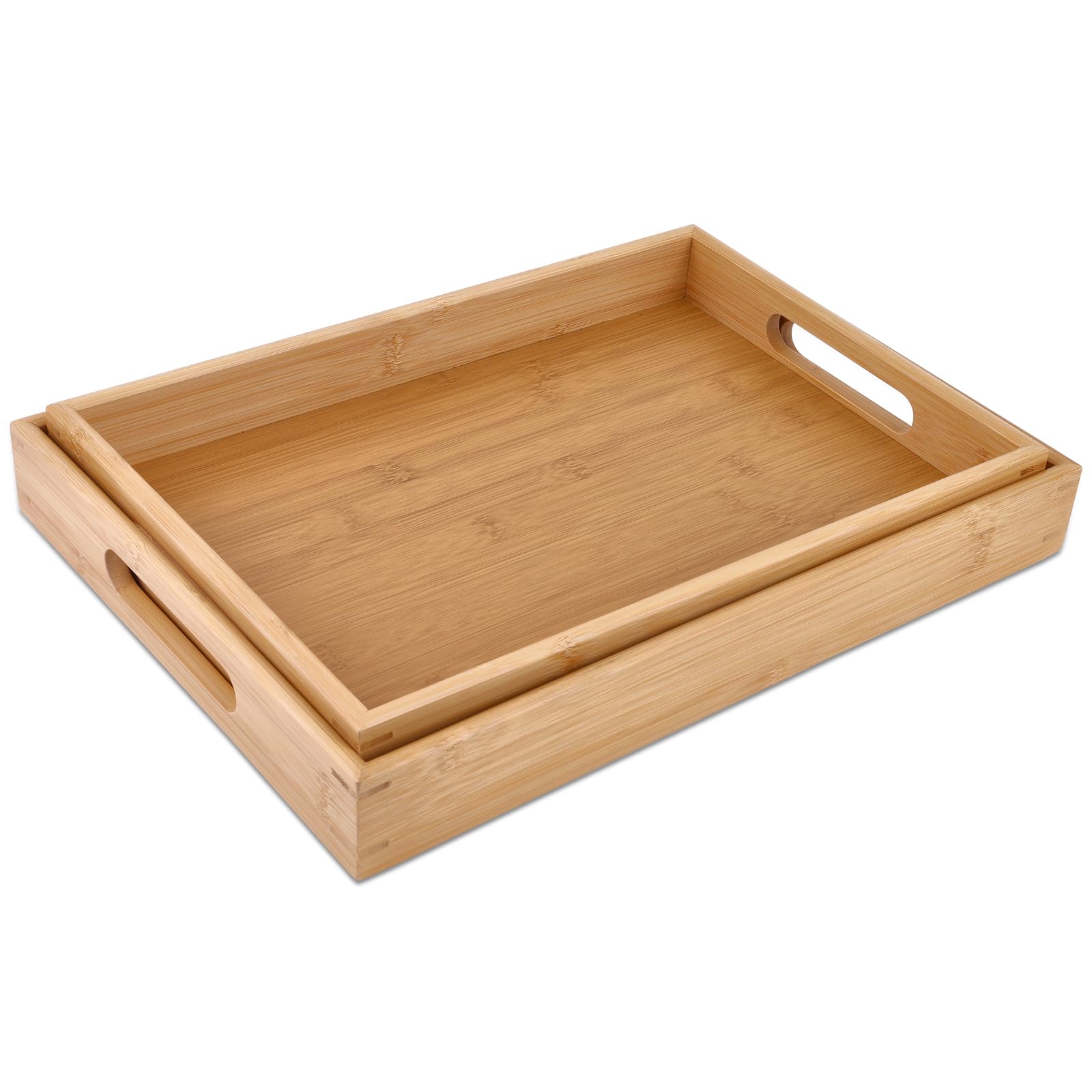 Sgigiul Bamboo Dinner Food Trays For Eating On Couch Party Platters For Serving Food Decorative Tray For Kitchen Counter Rectang