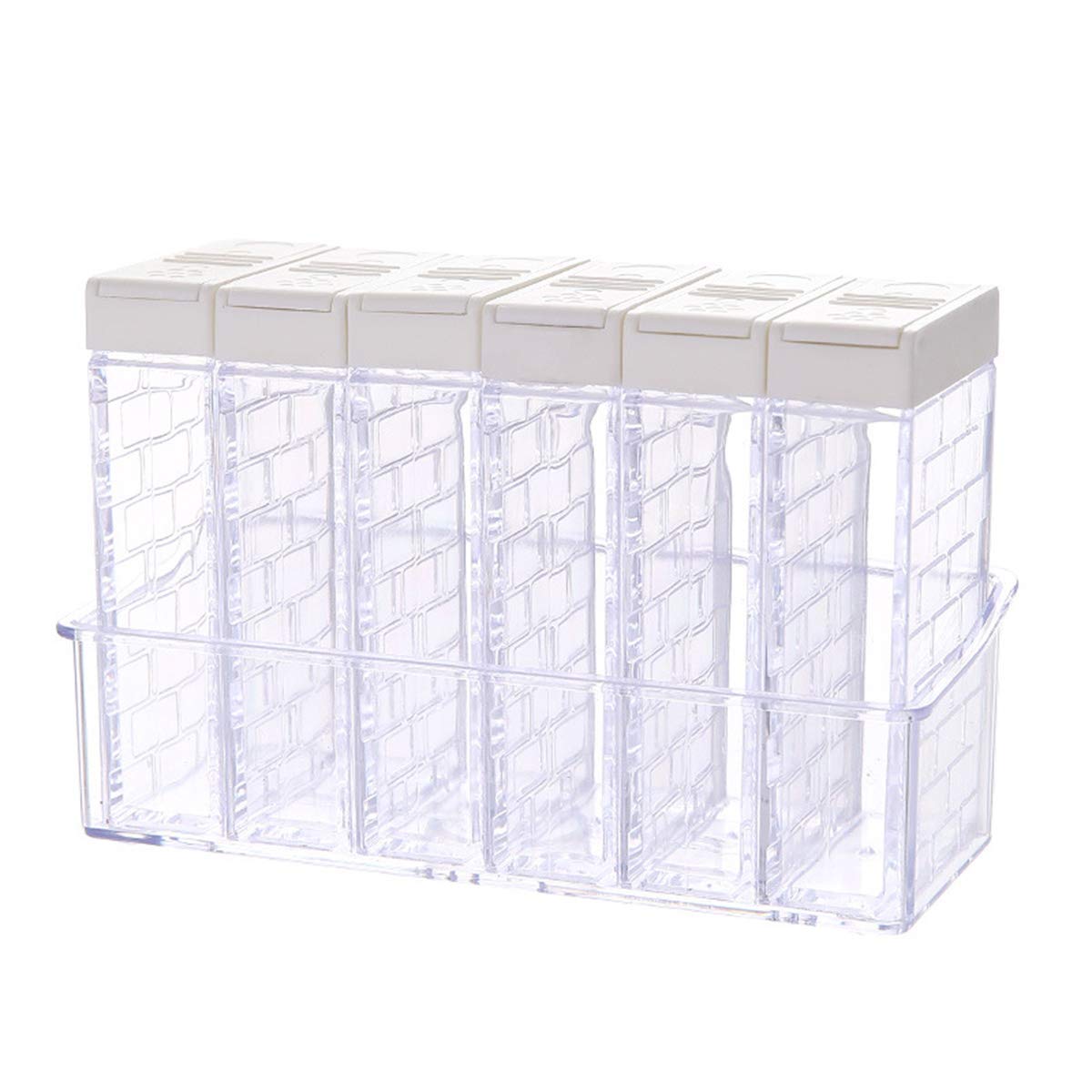 6 Case Spice Shaker Jars,Plastic Salt and Pepper Shakers with Lid,Transparent Condiment Jar Storage Container Storage Bottle Box